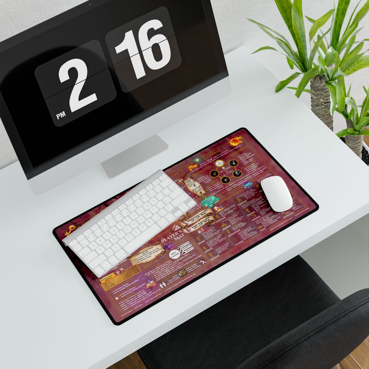 Player Rules Deskmat for 5th Edition 2024 Mechanics, standard size, Cherry Blossoms