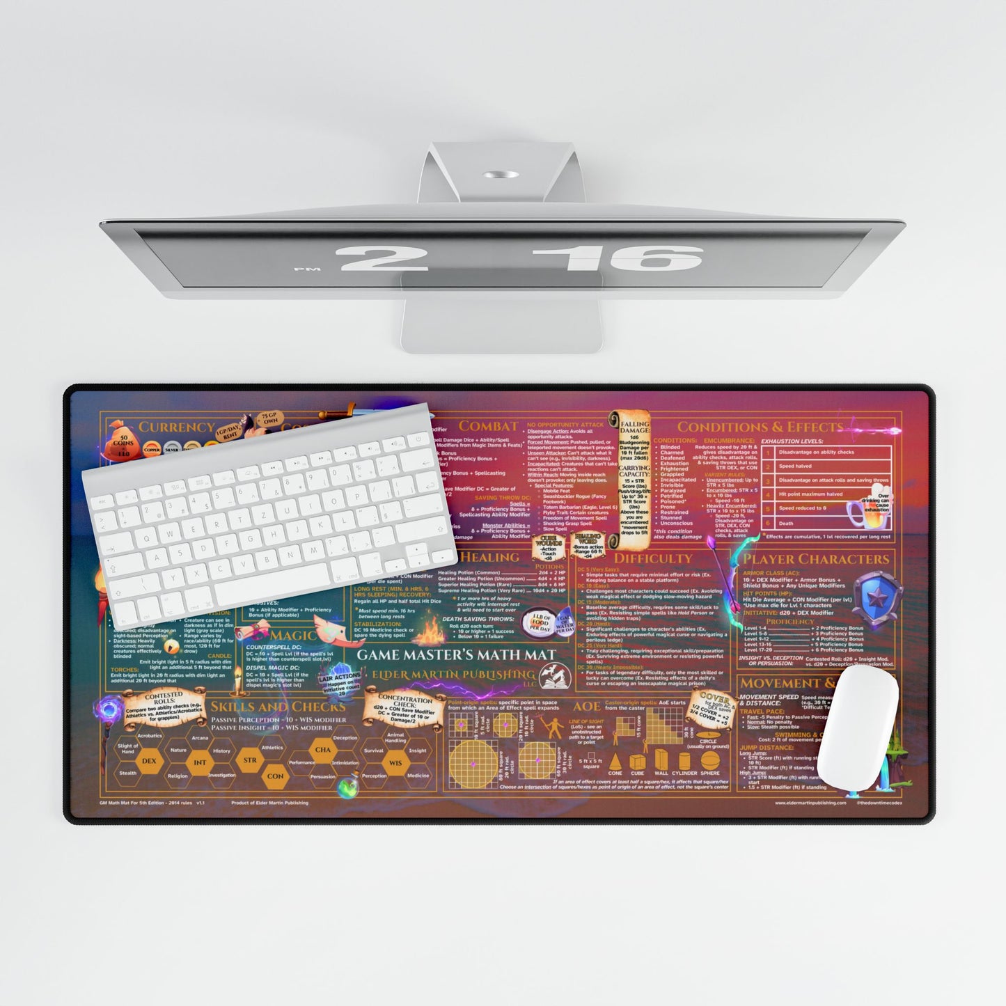 Game Master Deskmat for 5th Edition 2014 Mechanics, premium size, Seaside Sunset