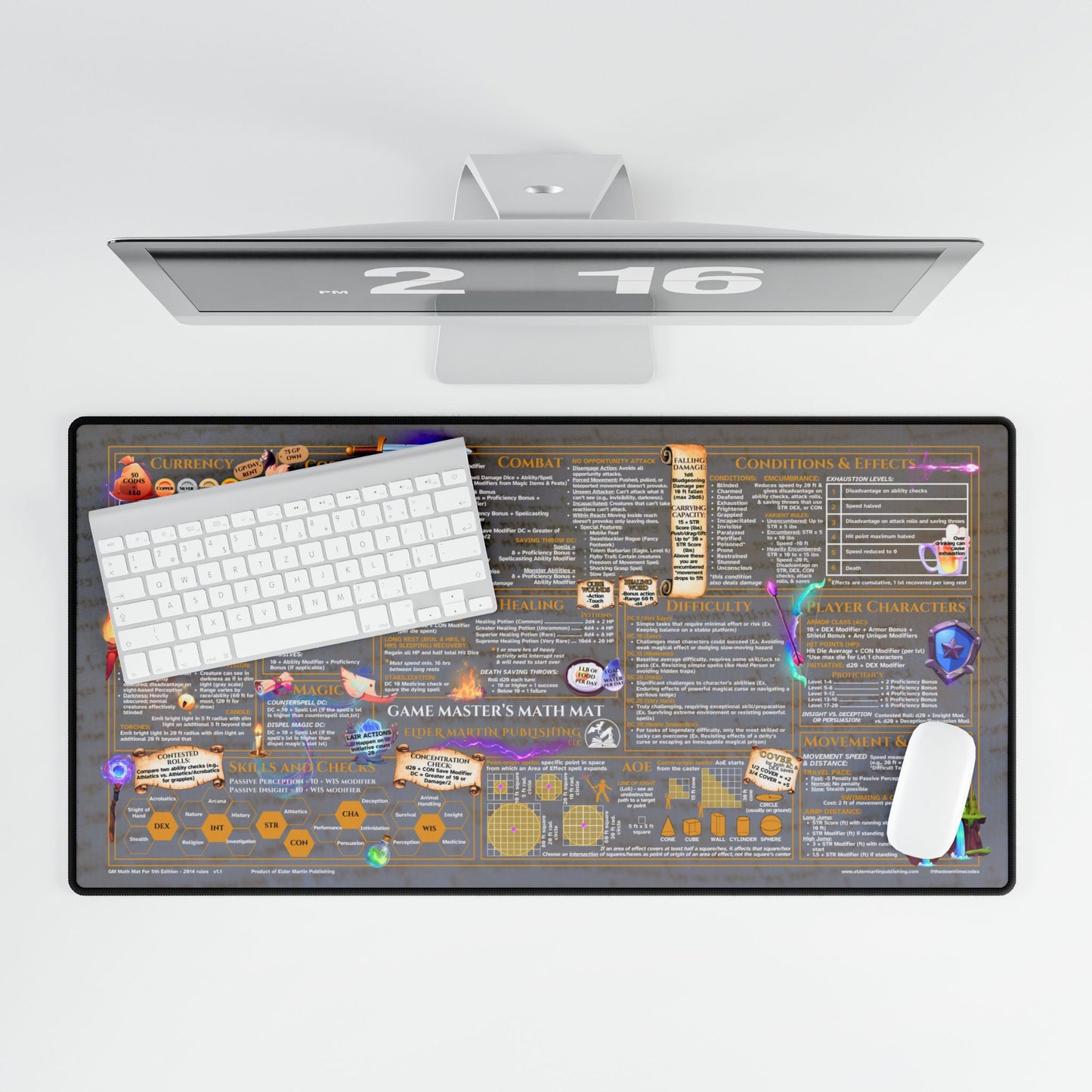 Game Master Deskmat for 5th Edition 2014 Mechanics, premium size, Pale Parchment