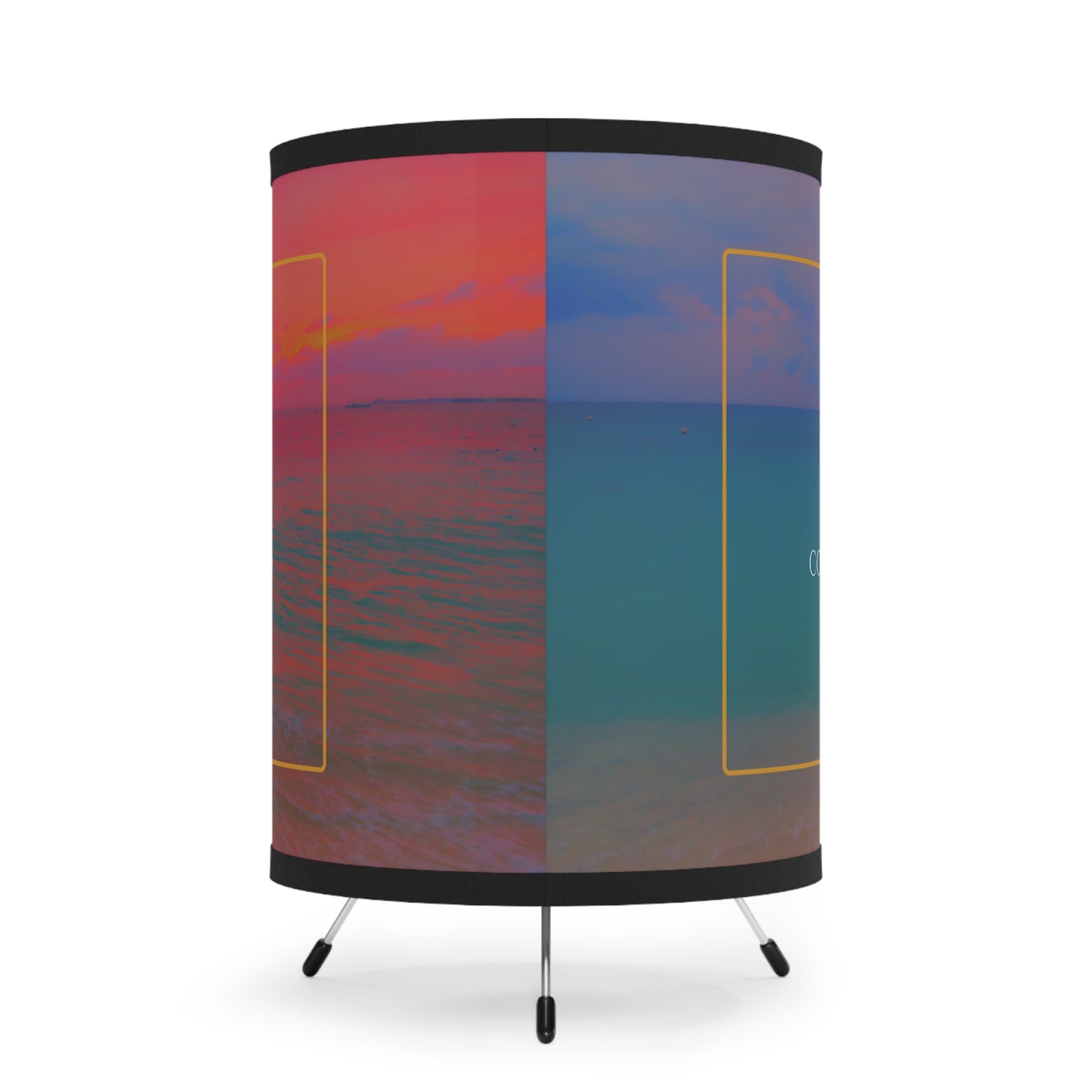 Light Spell Tripod Lamp with High-Res Printed Shade - Seaside Sunset