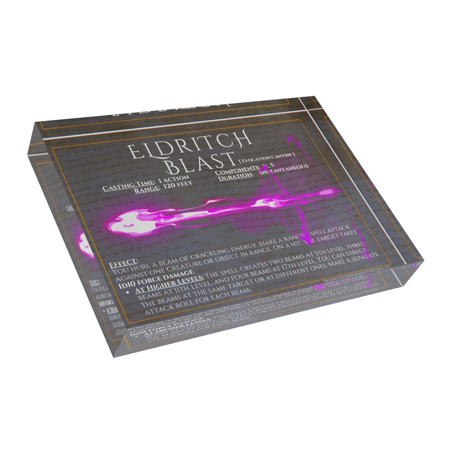 Acrylic Spell Block - ELDRITCH BLAST - Pale Parchment