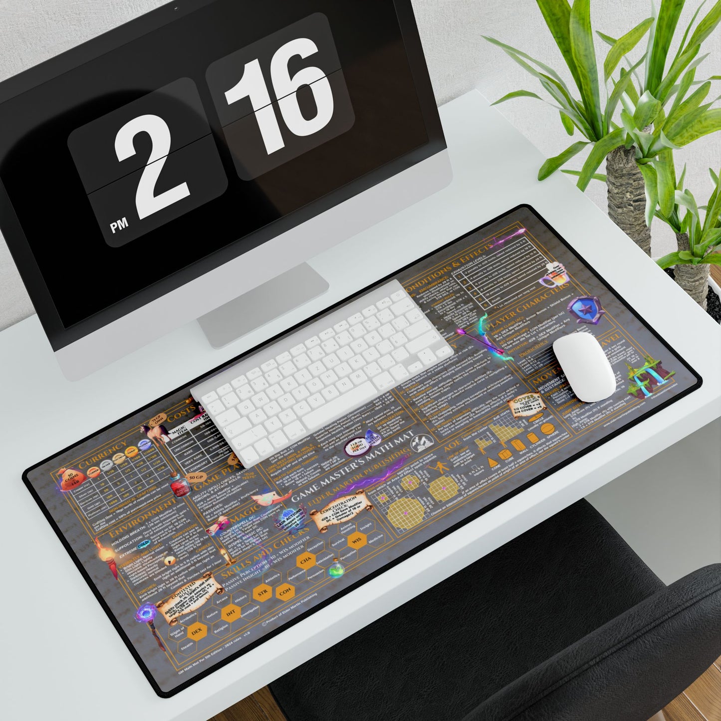 Game Master Deskmat for 5th Edition 2024 Mechanics, premium size, Pale Parchment