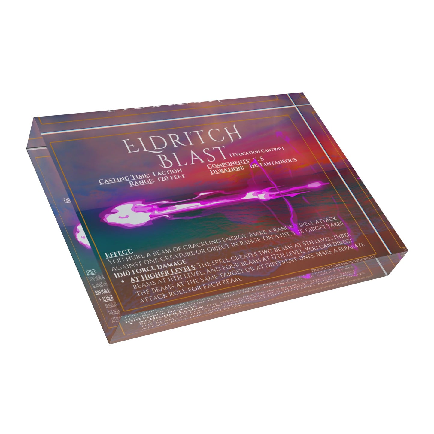 Acrylic Spell Block - ELDRITCH BLAST - Seaside Sunset