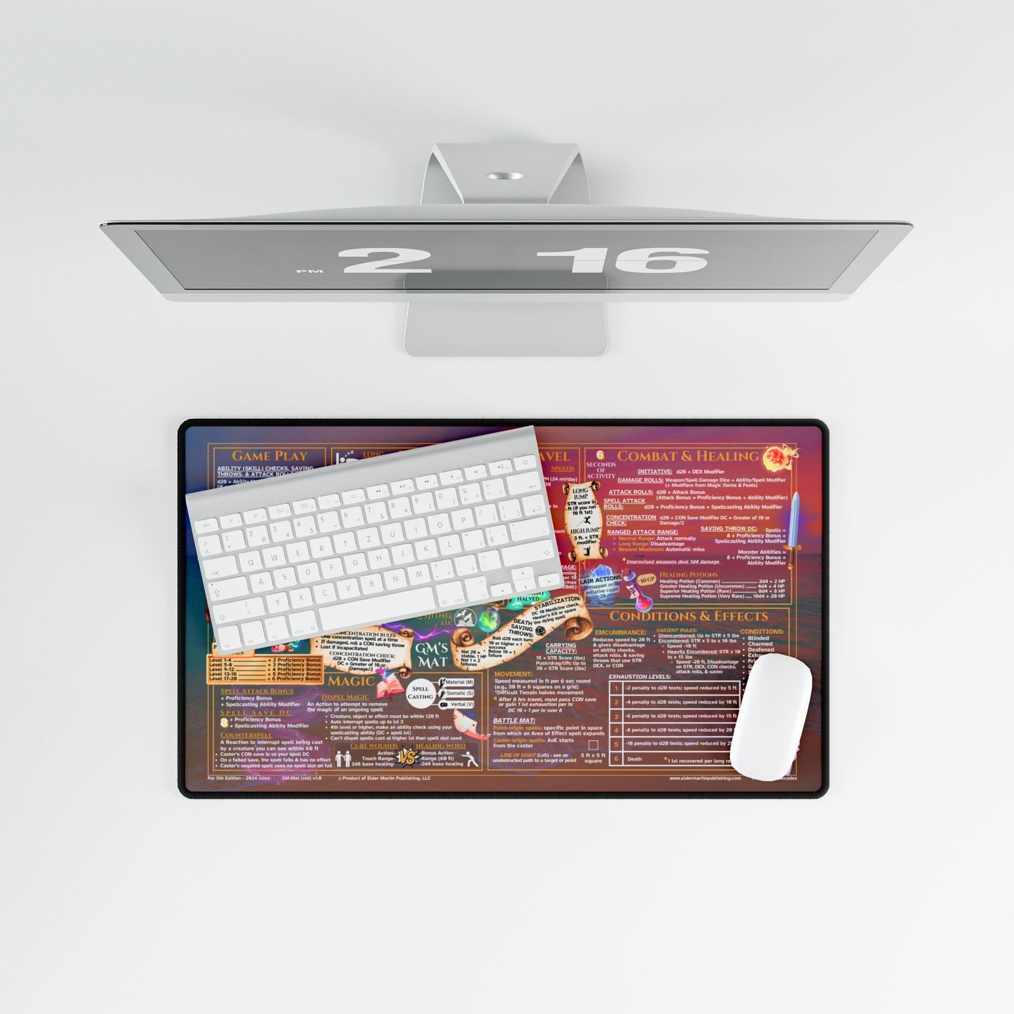 Game Master Deskmat for 5th Edition 2024 Mechanics, standard size, Seaside Sunset