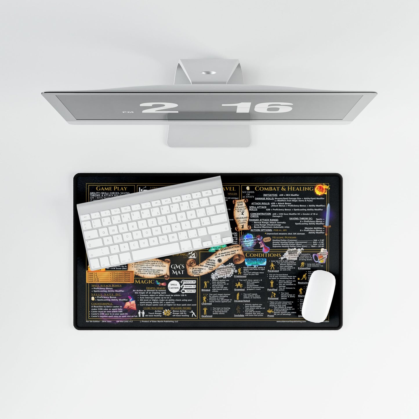 Game Master Deskmat for 5th Edition 2014 Mechanics, standard size, Lurking Leather