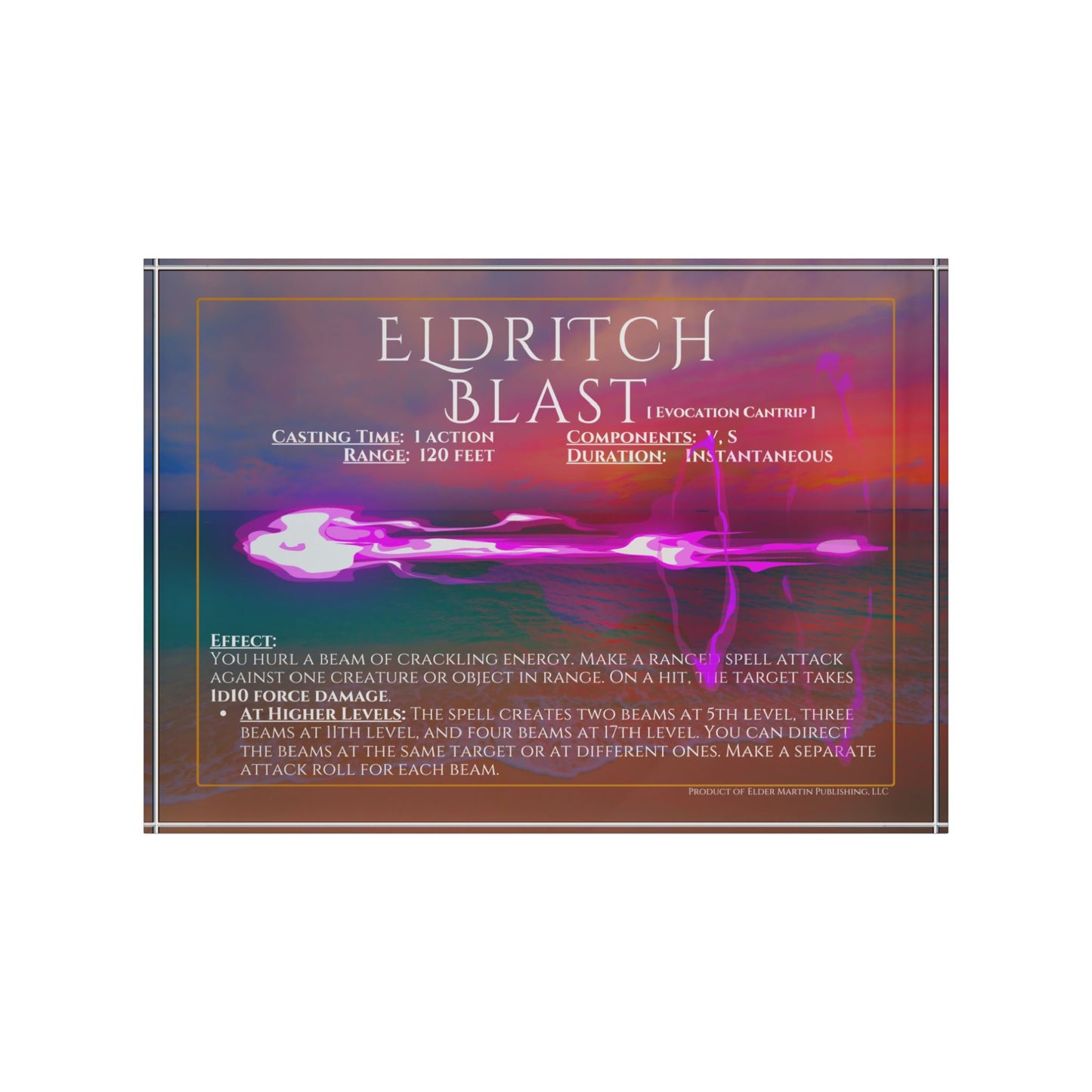 Acrylic Spell Block - ELDRITCH BLAST - Seaside Sunset