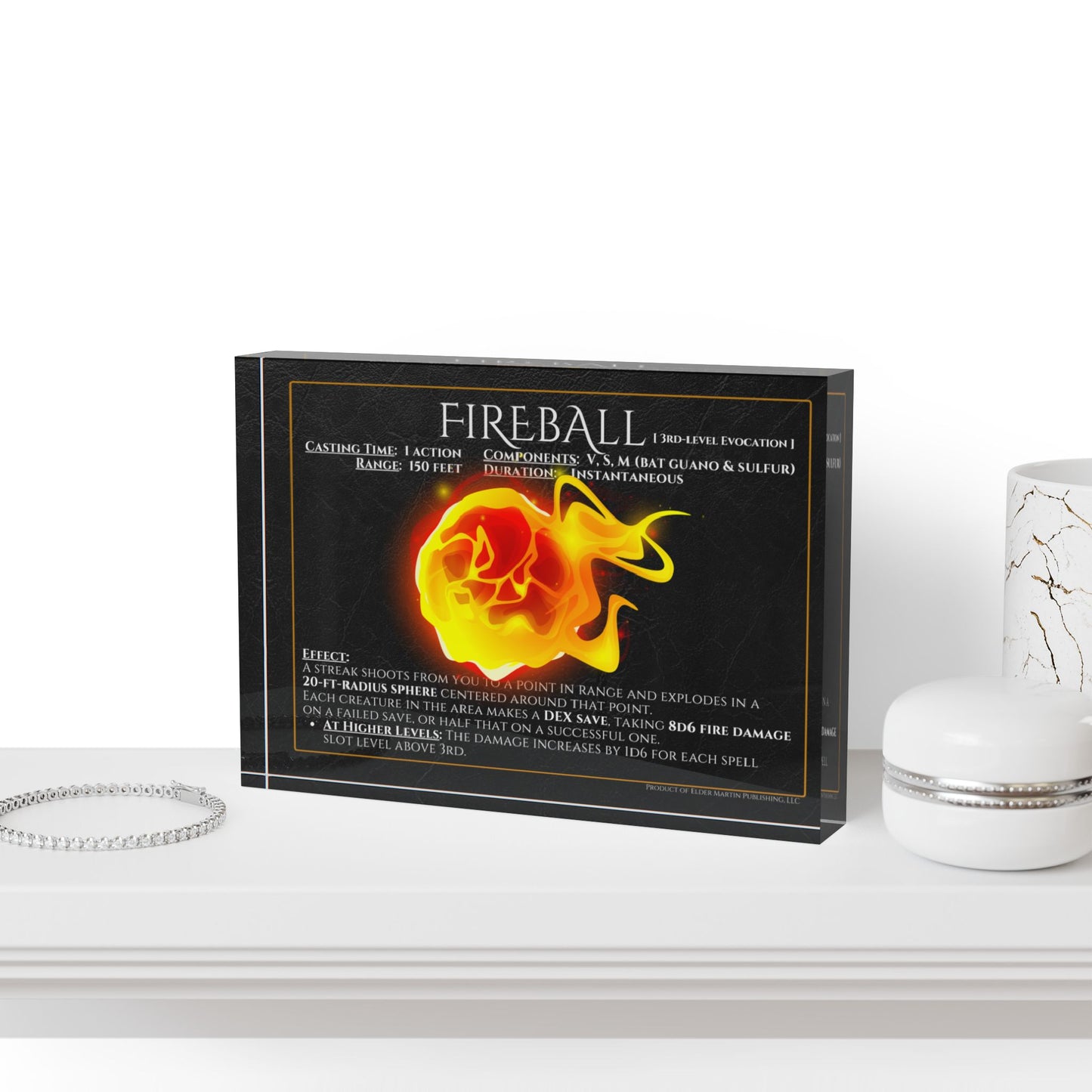 Acrylic Spell Block - FIREBALL - Lurking Leather