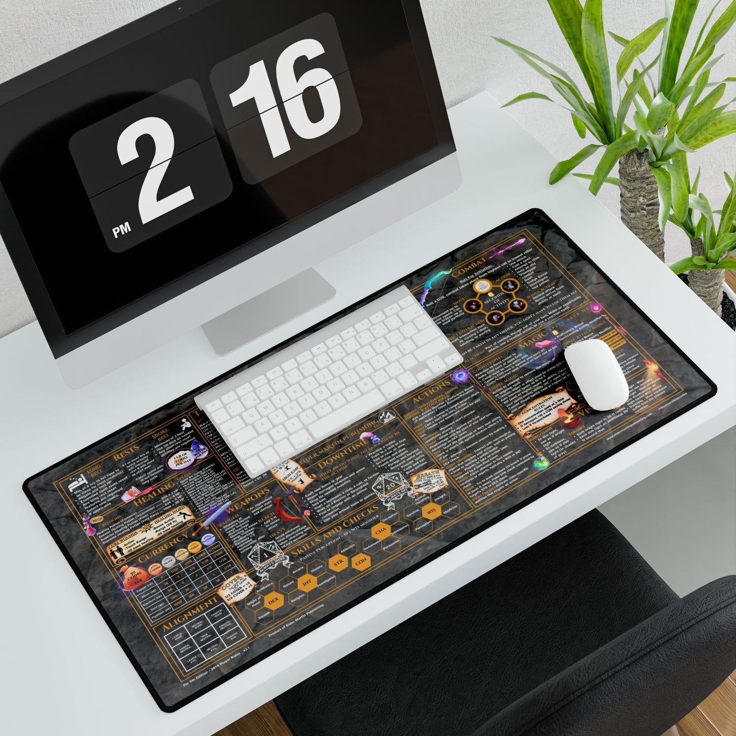 Player Rules Deskmat for 5th Edition 2014 Mechanics, premium size, Dungeon Deep