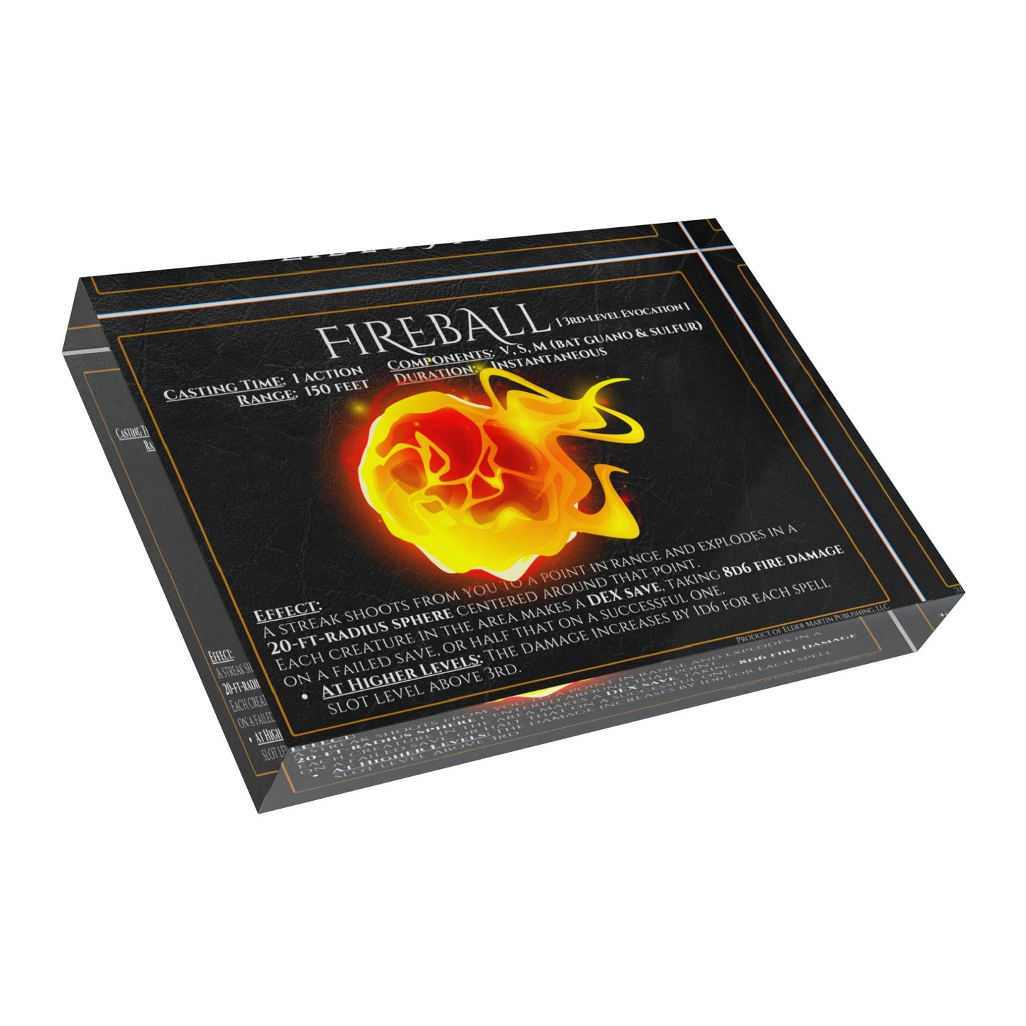 Acrylic Spell Block - FIREBALL - Lurking Leather
