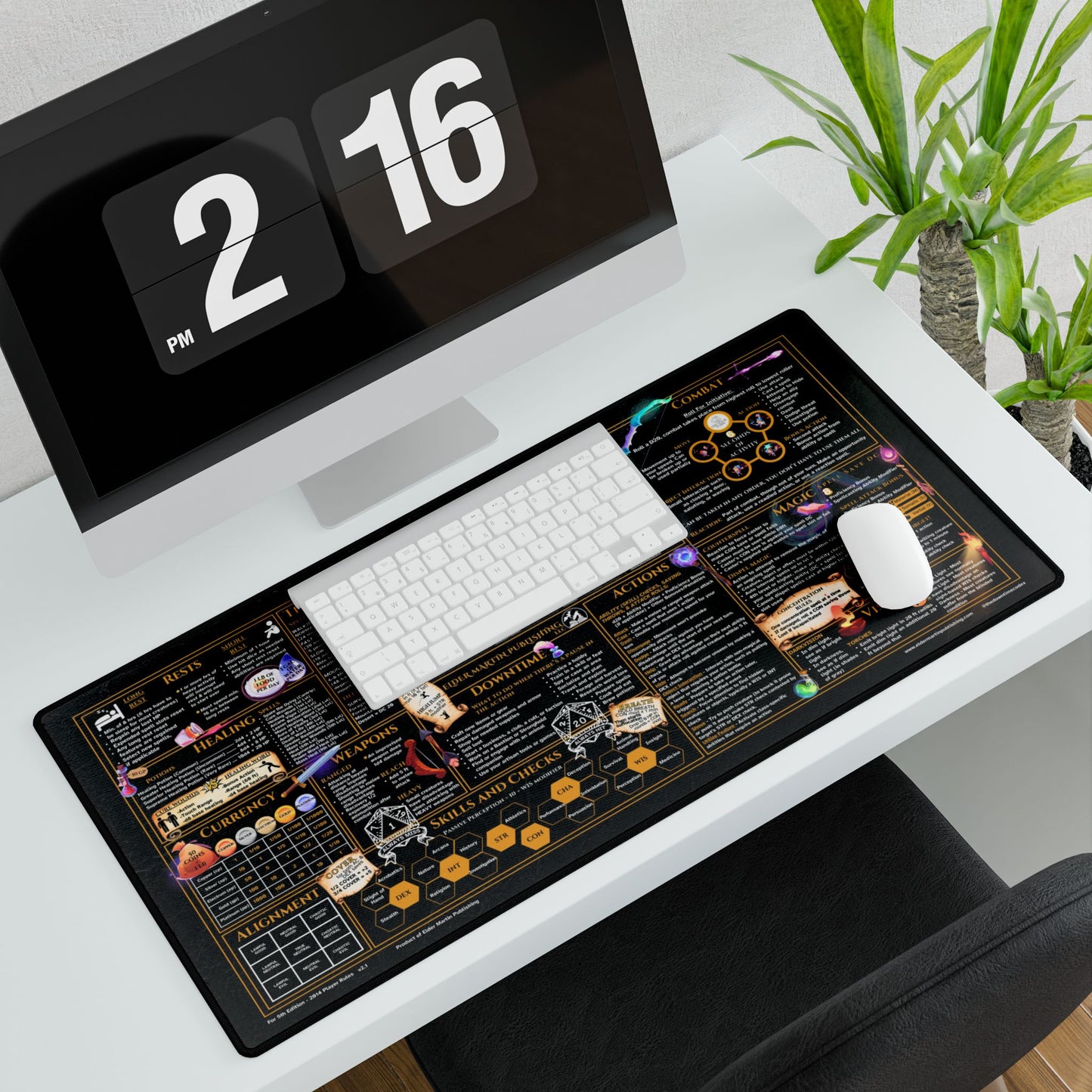 Player Rules Deskmat for 5th Edition 2014 Mechanics, premium size, Lurking Leather