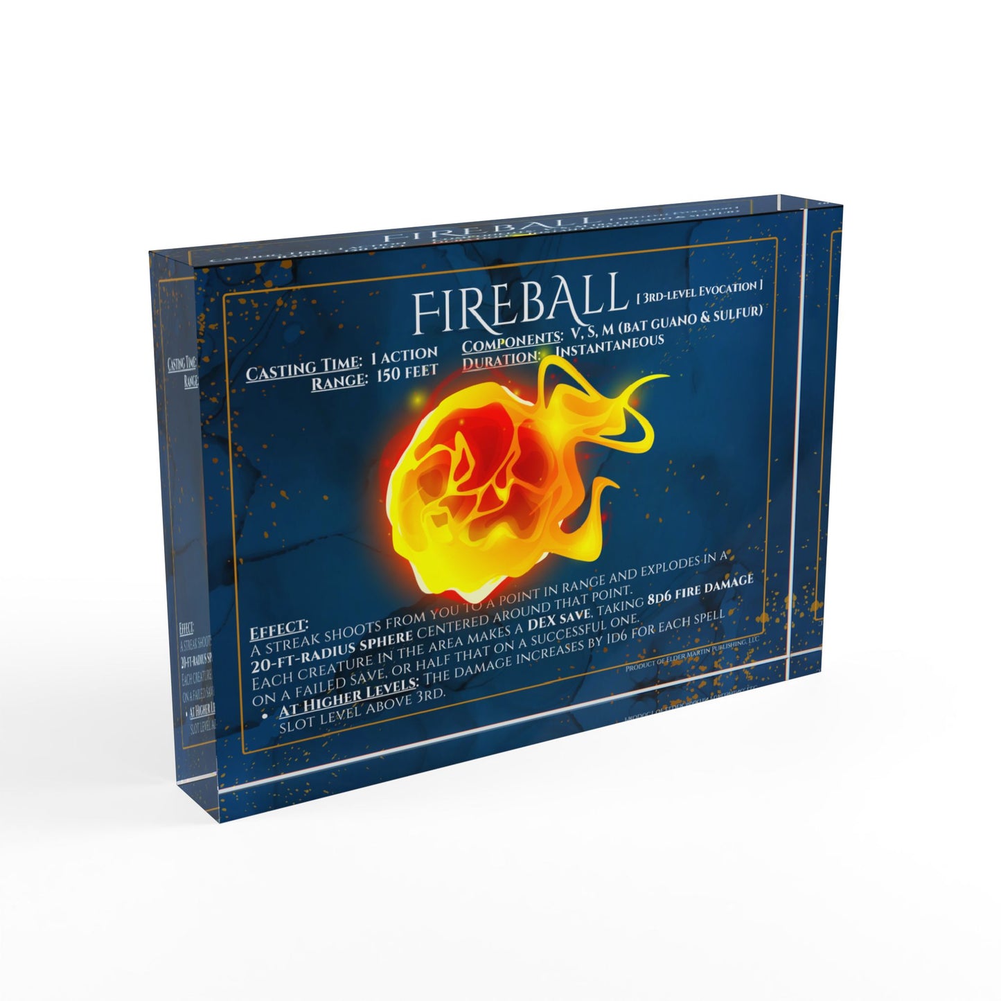 Acrylic Spell Block - FIREBALL - Martial Marble