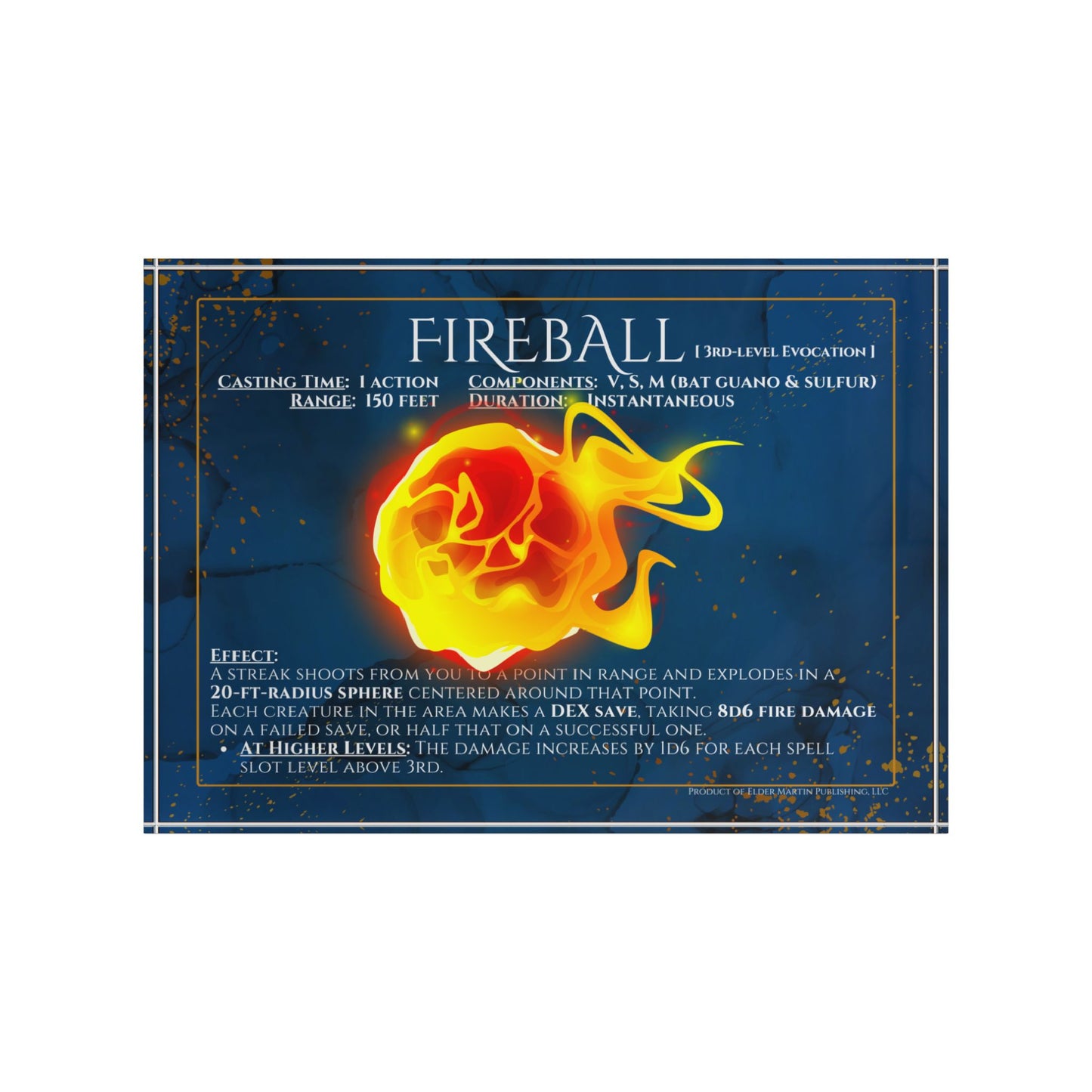 Acrylic Spell Block - FIREBALL - Martial Marble
