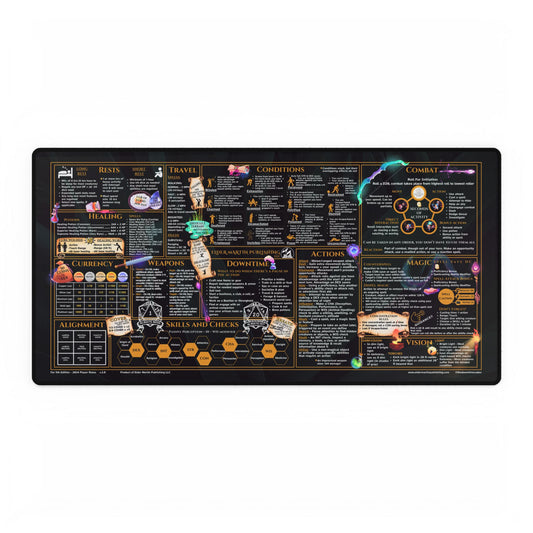 Player Rules Deskmat for 5th Edition 2024 Mechanics, premium size, Lush Leaves
