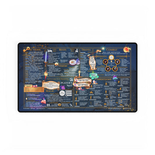 Player Rules Deskmat for 5th Edition 2024 Mechanics, standard size, Martial Marble
