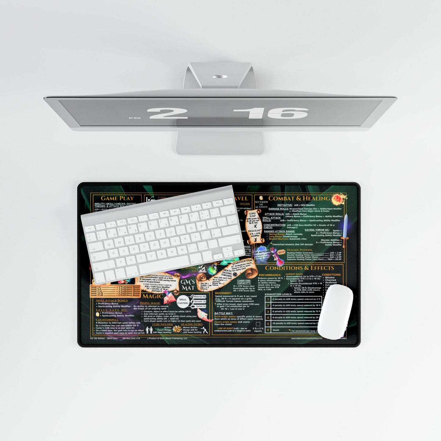 Game Master Deskmat for 5th Edition 2024 Mechanics, standard size, Lush Leaves