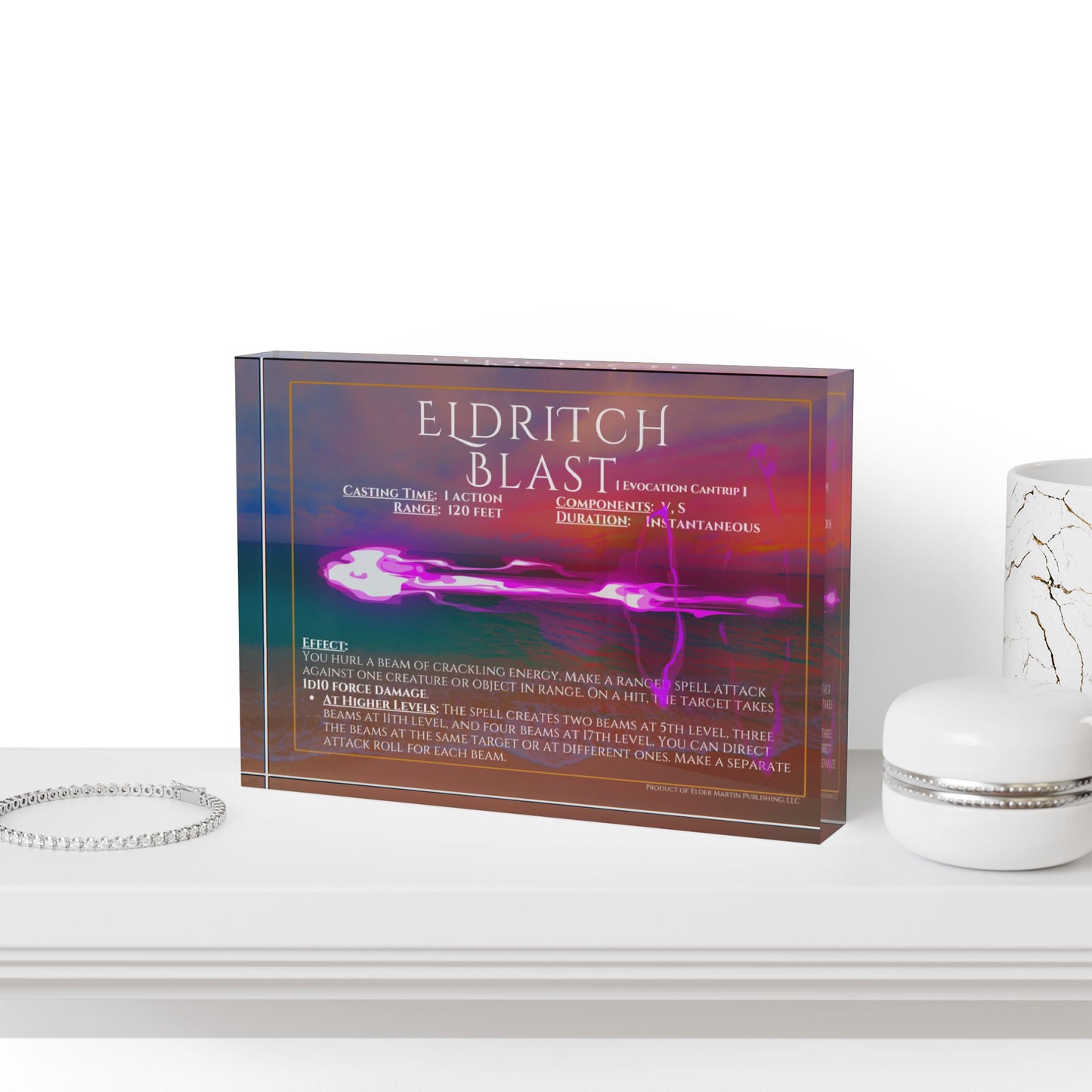 Acrylic Spell Block - ELDRITCH BLAST - Seaside Sunset