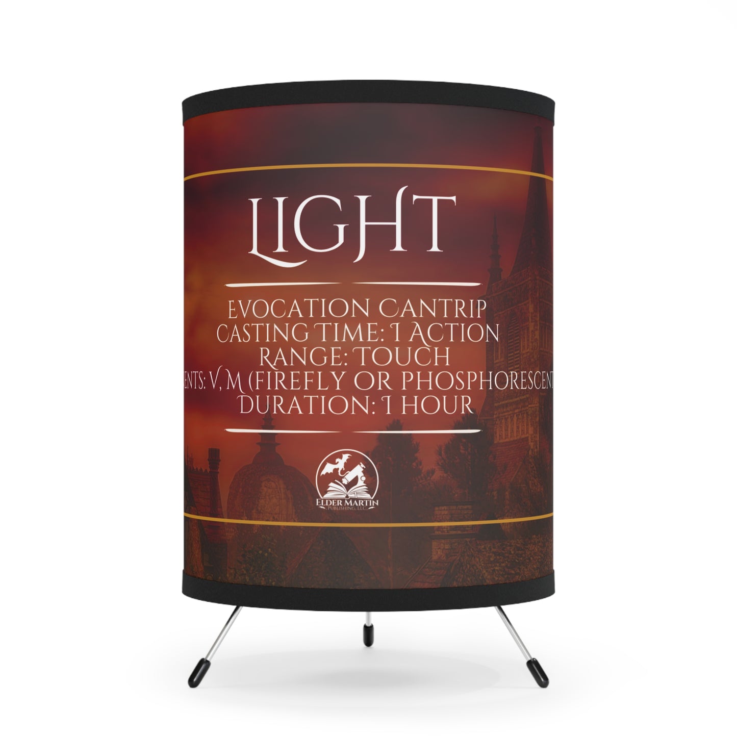 Light Spell Tripod Lamp with High-Res Printed Shade - Vampire Village