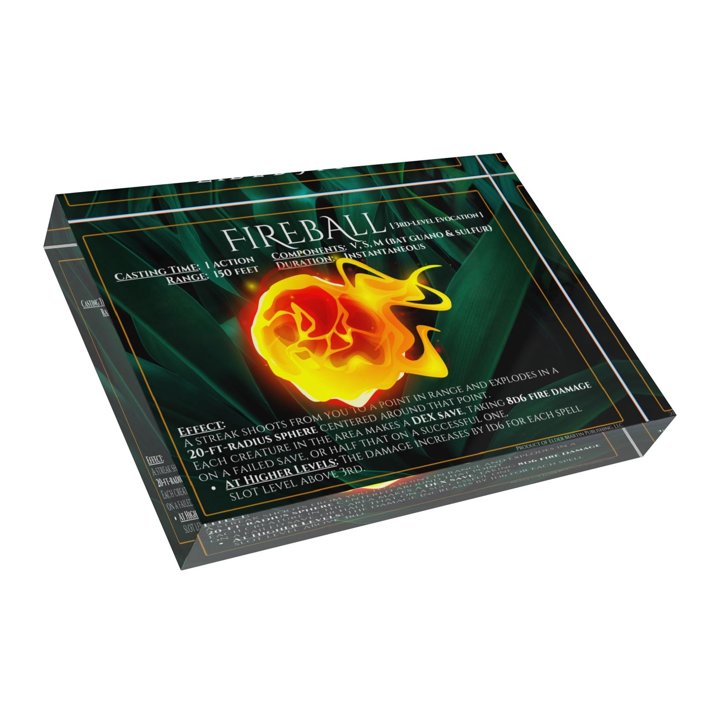 Acrylic Spell Block - FIREBALL - Lush Leaves