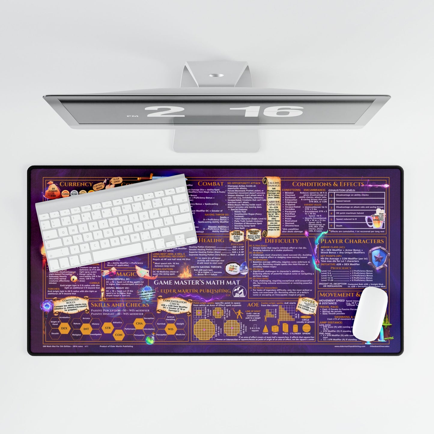 Game Master Deskmat for 5th Edition 2014 Mechanics, premium size, purple smoke background