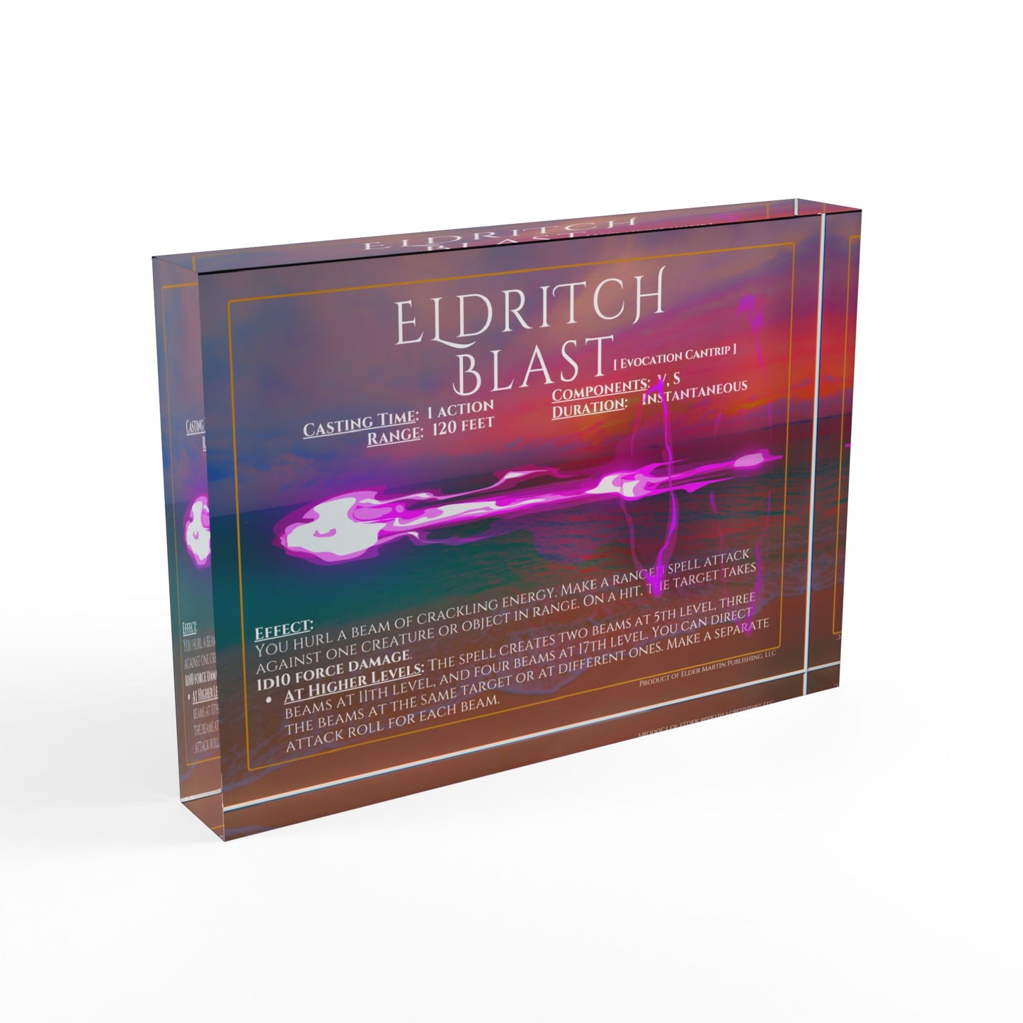 Acrylic Spell Block - ELDRITCH BLAST - Seaside Sunset