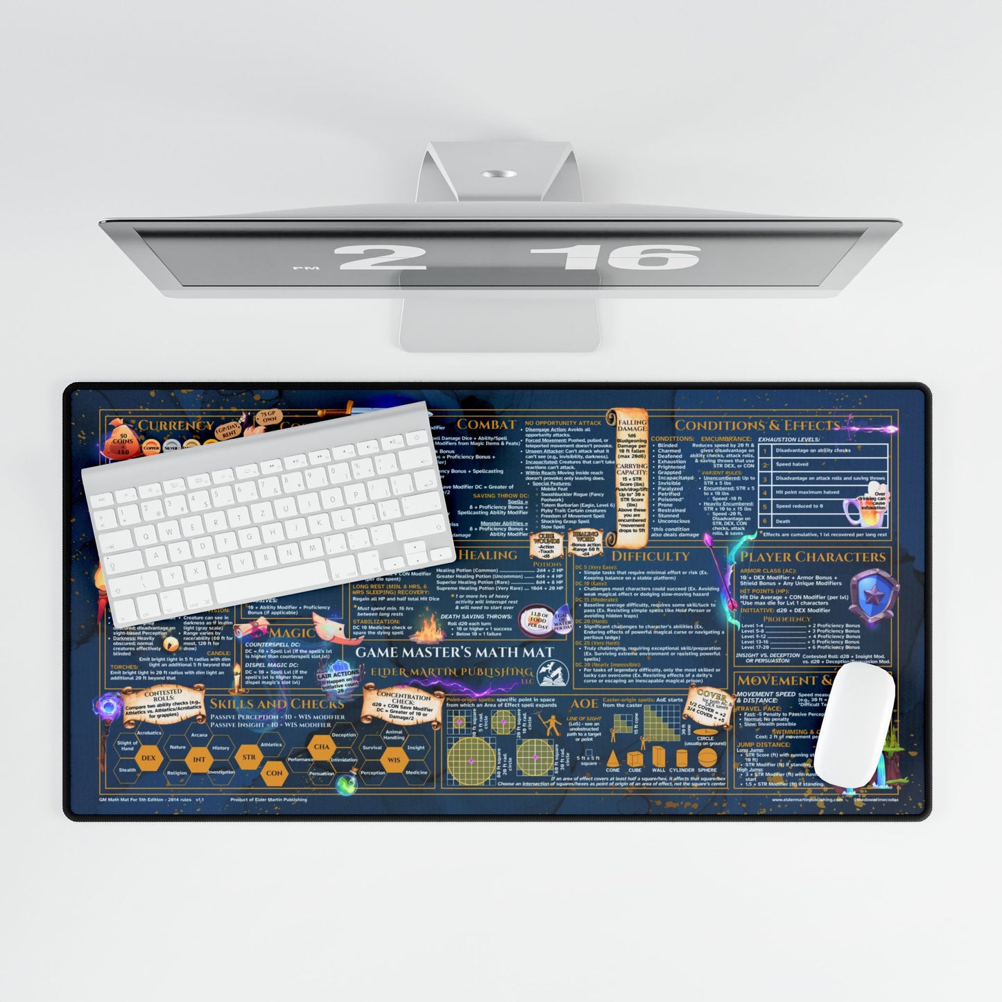 Game Master Deskmat for 5th Edition 2014 Mechanics, premium size, Martial Marble