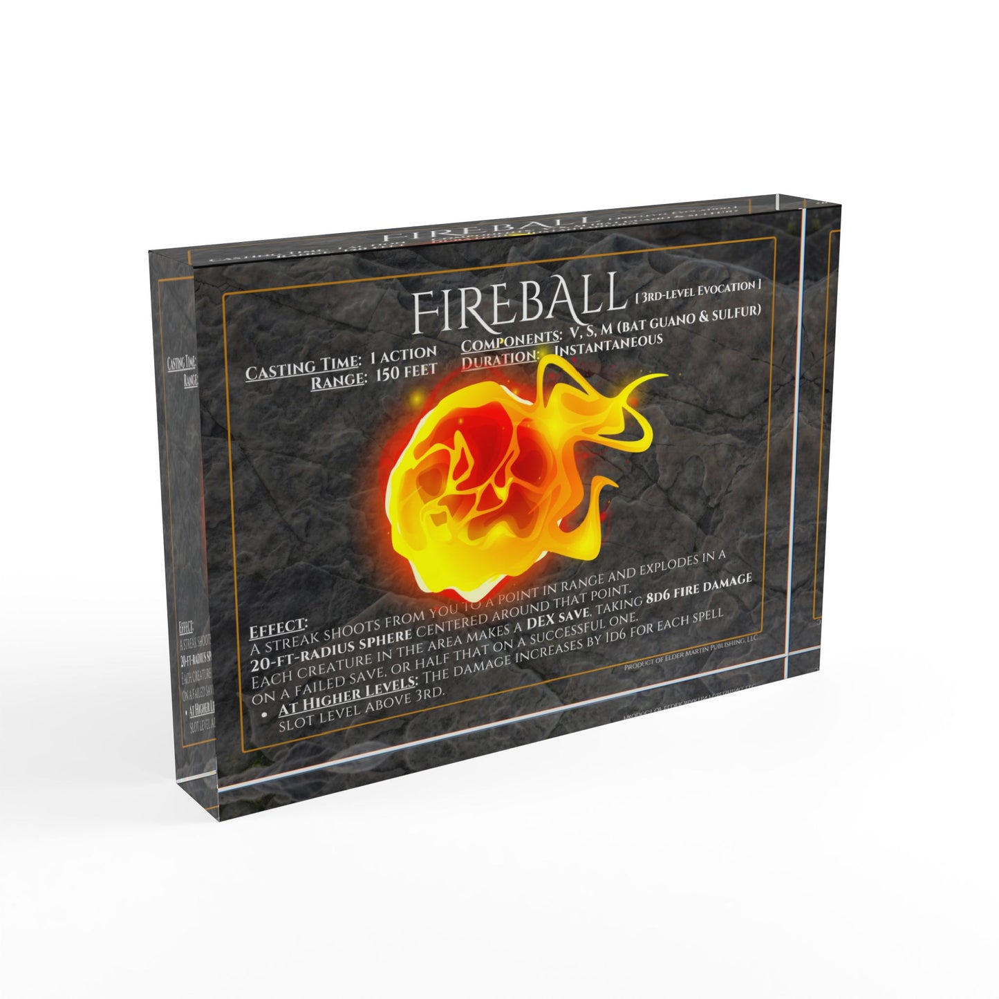 Acrylic Spell Block - FIREBALL - Dungeon Deep