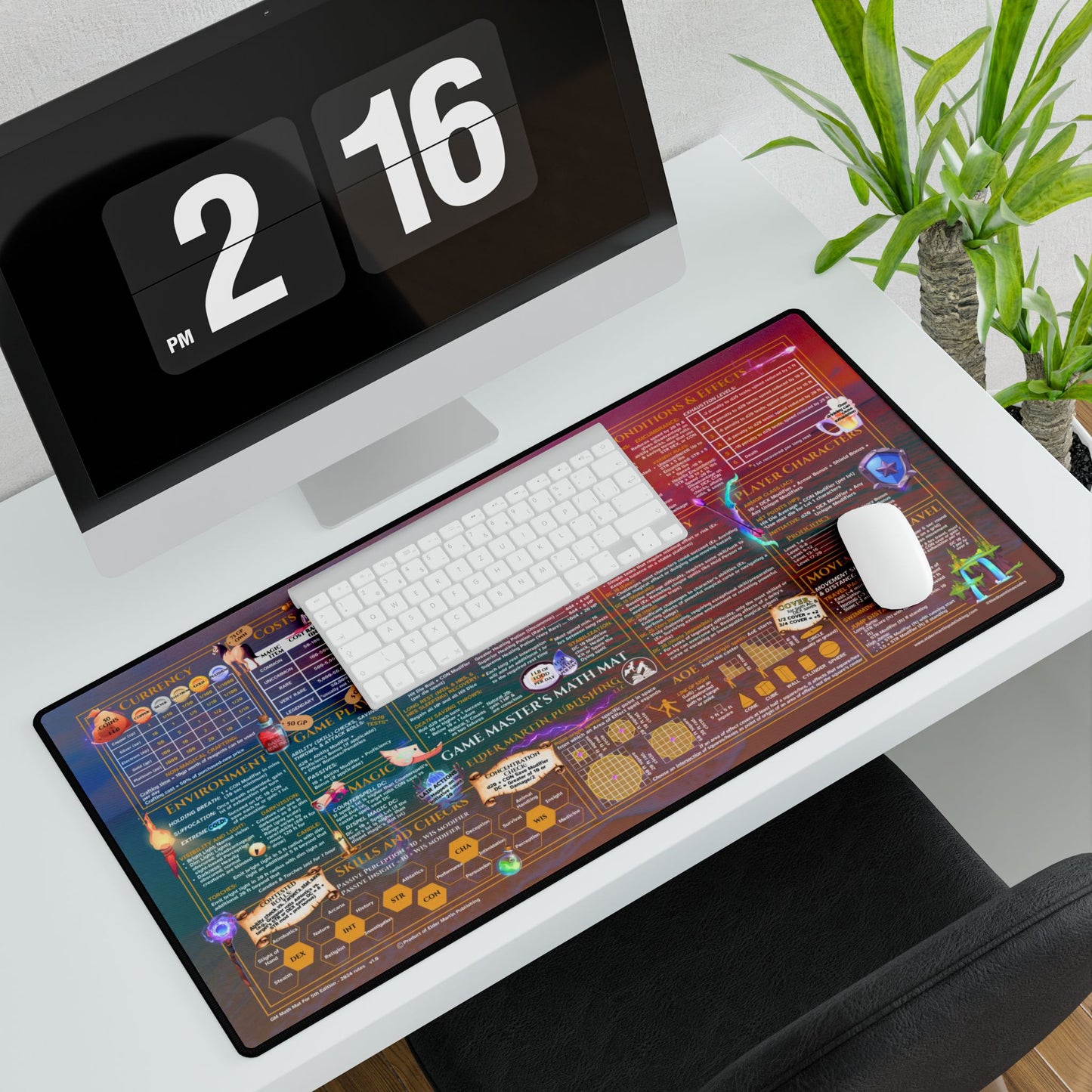 Game Master Deskmat for 5th Edition 2024 Mechanics, premium size, Seaside Sunset