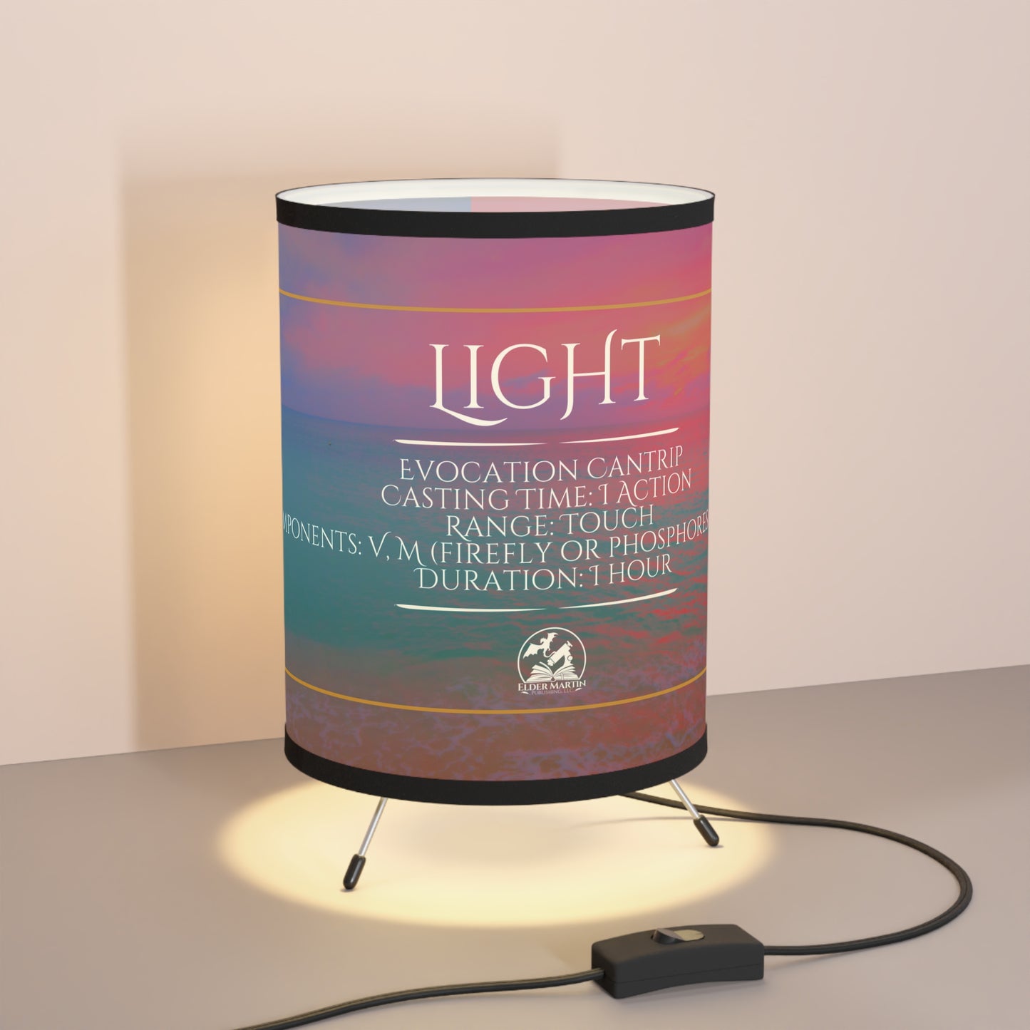 Light Spell Tripod Lamp with High-Res Printed Shade - Seaside Sunset