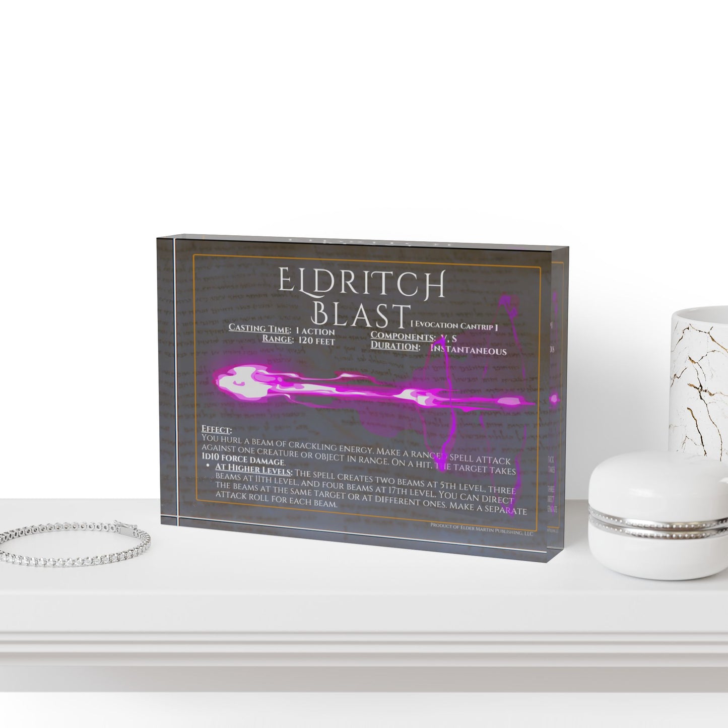 Acrylic Spell Block - ELDRITCH BLAST - Pale Parchment