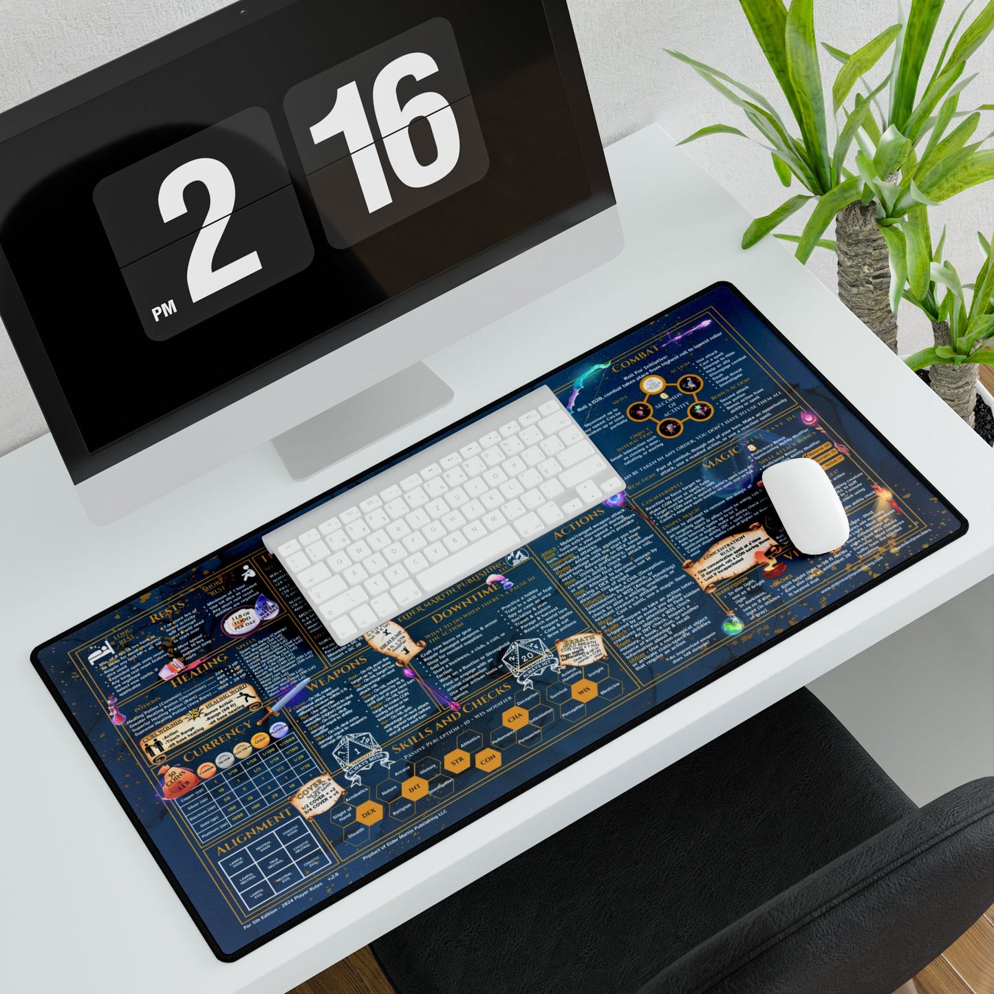 Player Rules Deskmat for 5th Edition 2024 Mechanics, premium size, Martial Marble