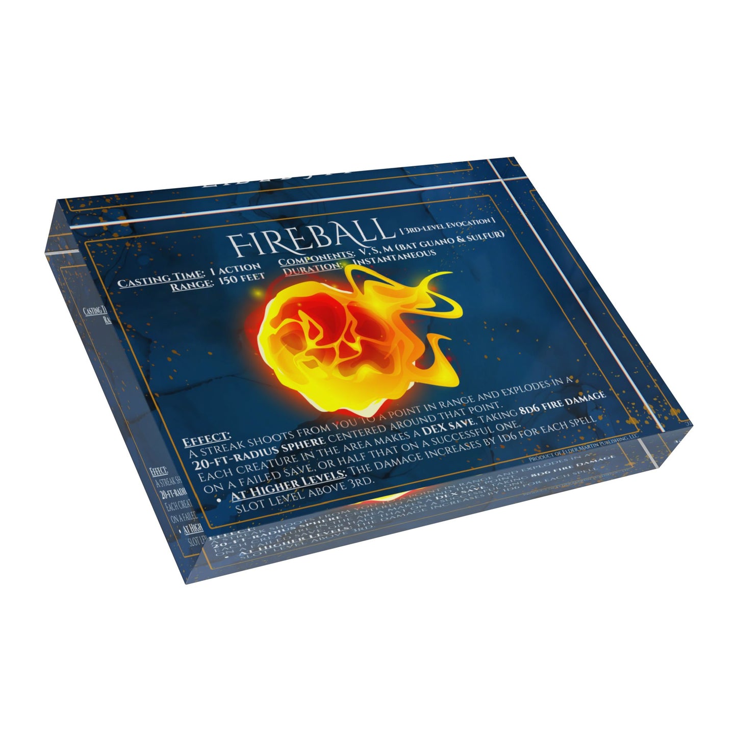 Acrylic Spell Block - FIREBALL - Martial Marble