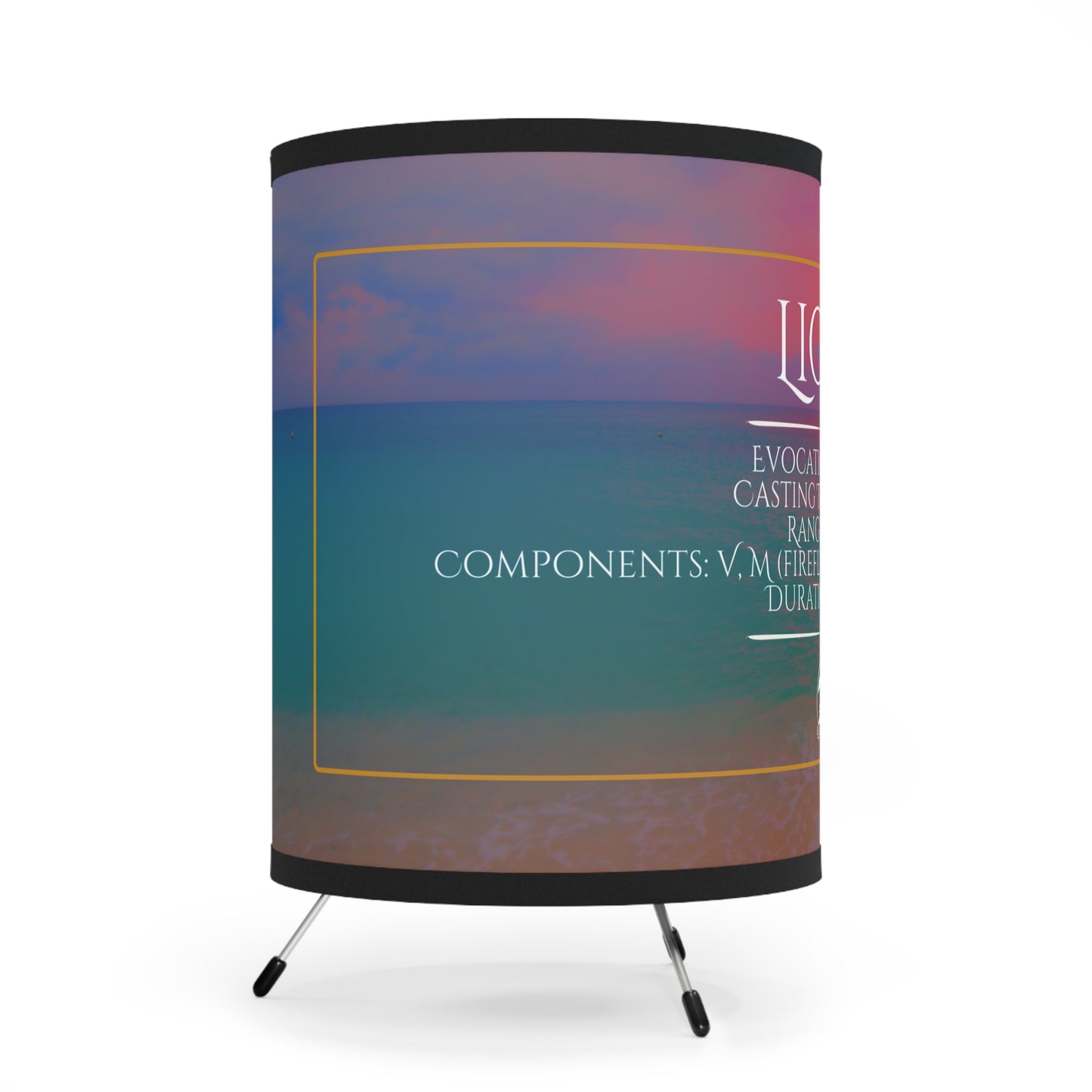 Light Spell Tripod Lamp with High-Res Printed Shade - Seaside Sunset