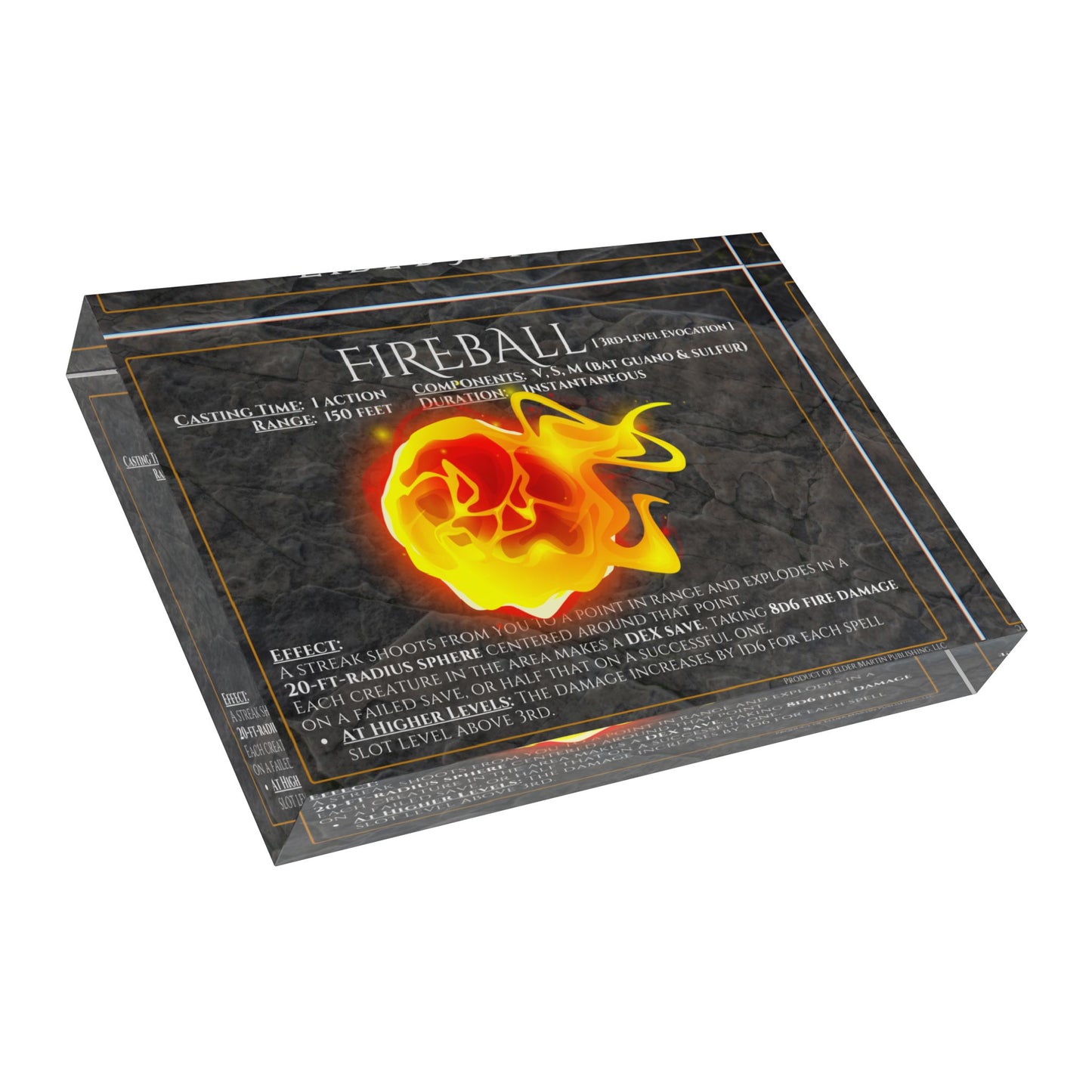 Acrylic Spell Block - FIREBALL - Dungeon Deep