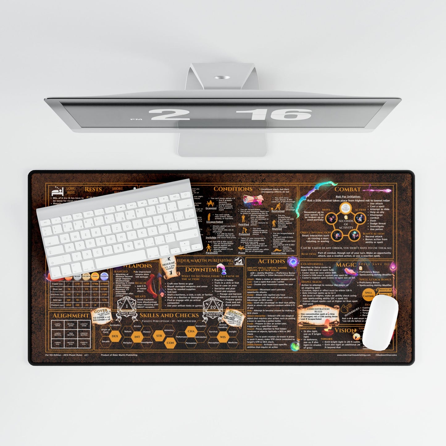 Player Rules Deskmat for 5th Edition 2014 Mechanics, premium size, Crafter's Copper