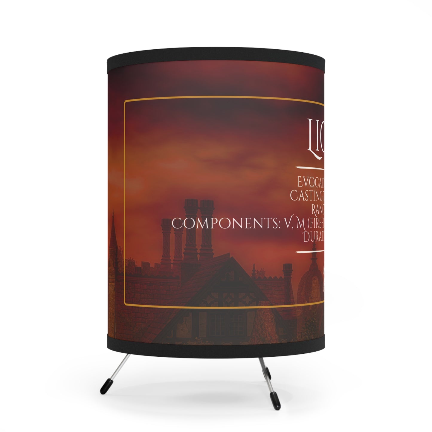 Light Spell Tripod Lamp with High-Res Printed Shade - Vampire Village