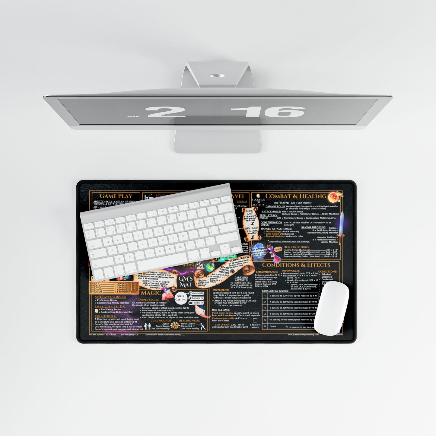 Game Master Deskmat for 5th Edition 2024 Mechanics, standard size, Lurking Leather