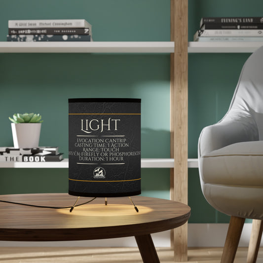 Light Spell Tripod Lamp with High-Res Printed Shade - Lurking Leather