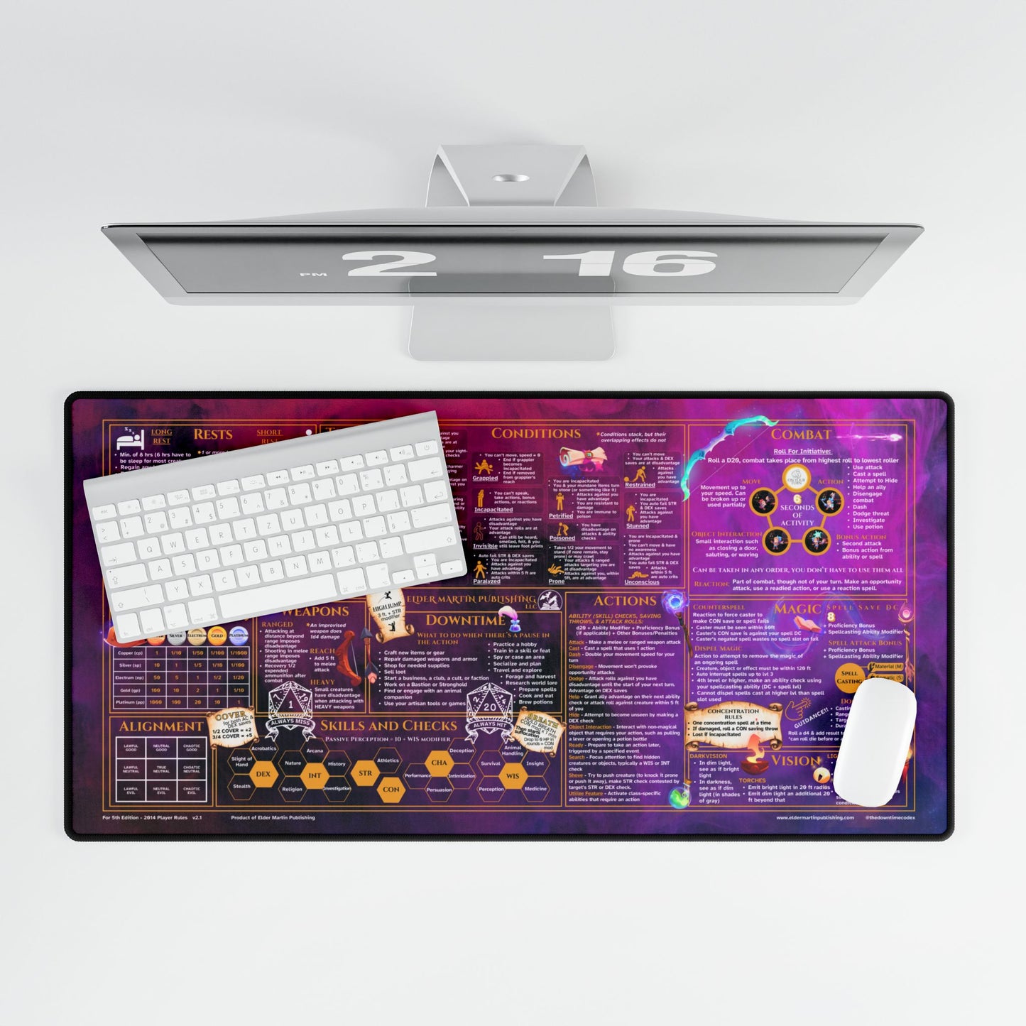 Player Rules Deskmat for 5th Edition 2014 Mechanics, premium size, Magic Mists