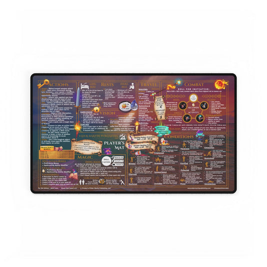 Player Rules Deskmat for 5th Edition 2024 Mechanics, standard size, Seaside Sunset