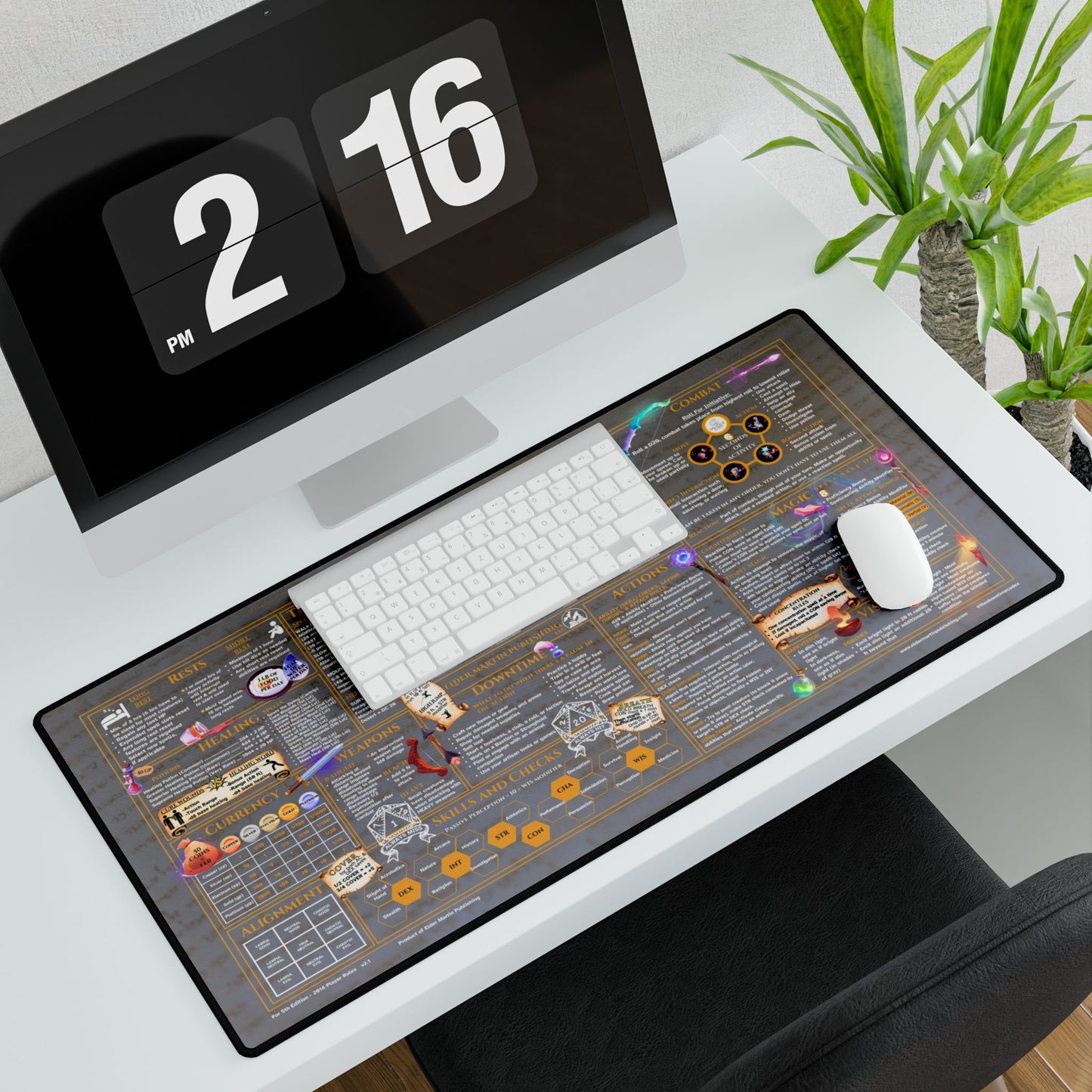 Player Rules Deskmat for 5th Edition 2014 Mechanics, premium size, Pale Parchment