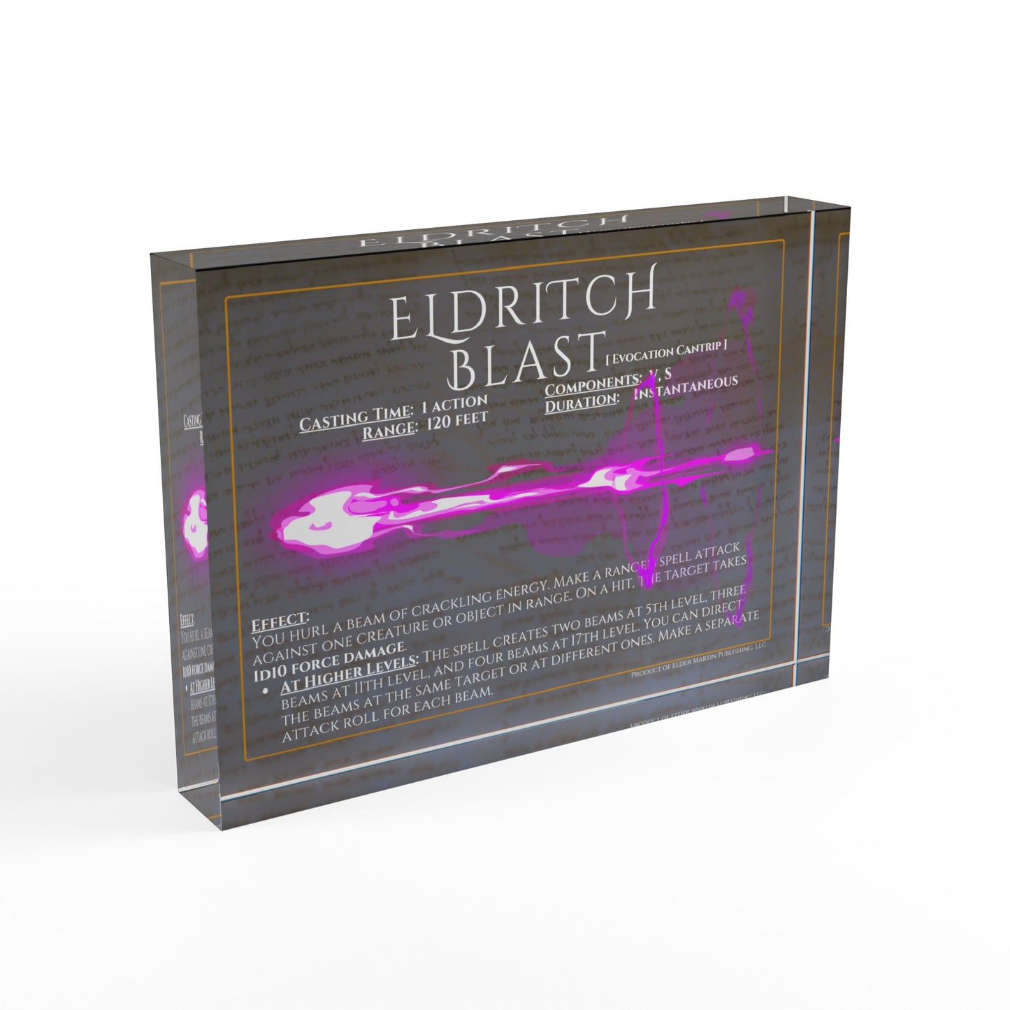 Acrylic Spell Block - ELDRITCH BLAST - Pale Parchment