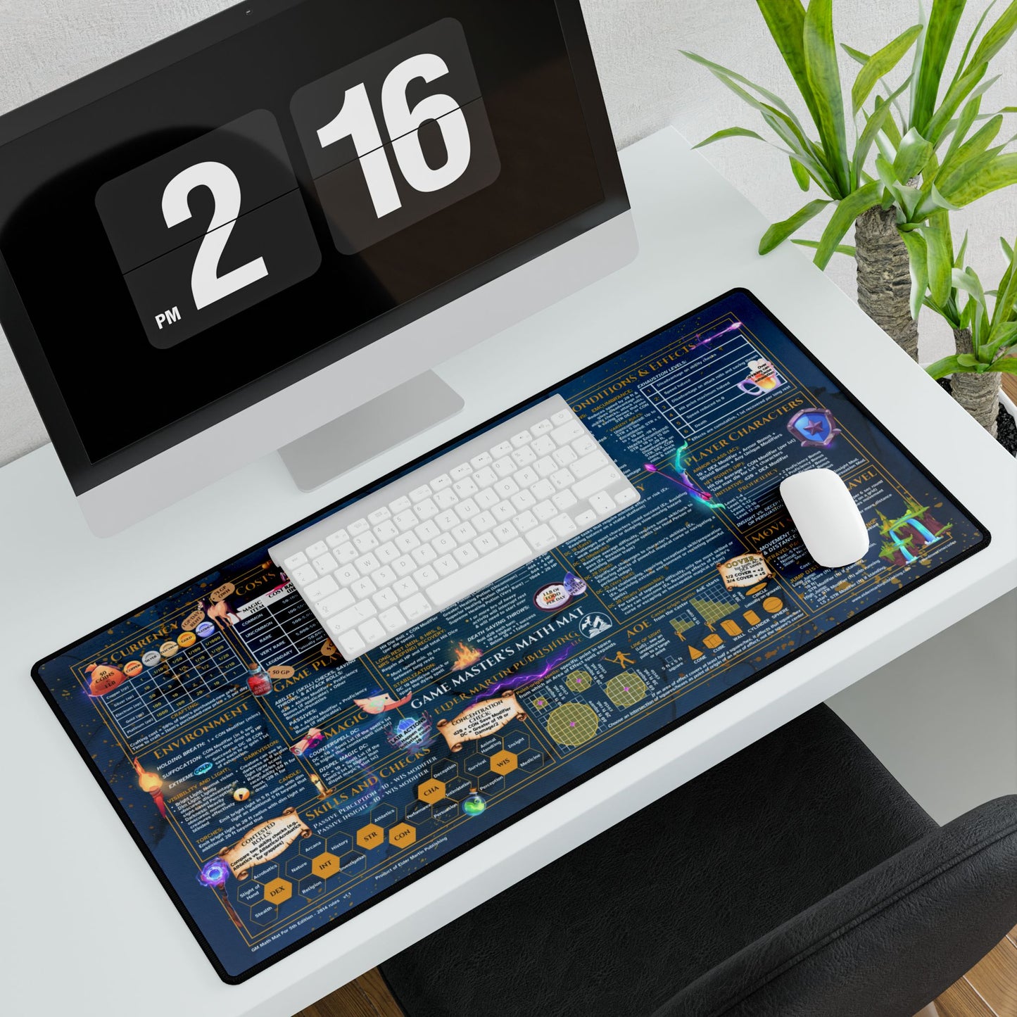 Game Master Deskmat for 5th Edition 2014 Mechanics, premium size, Martial Marble