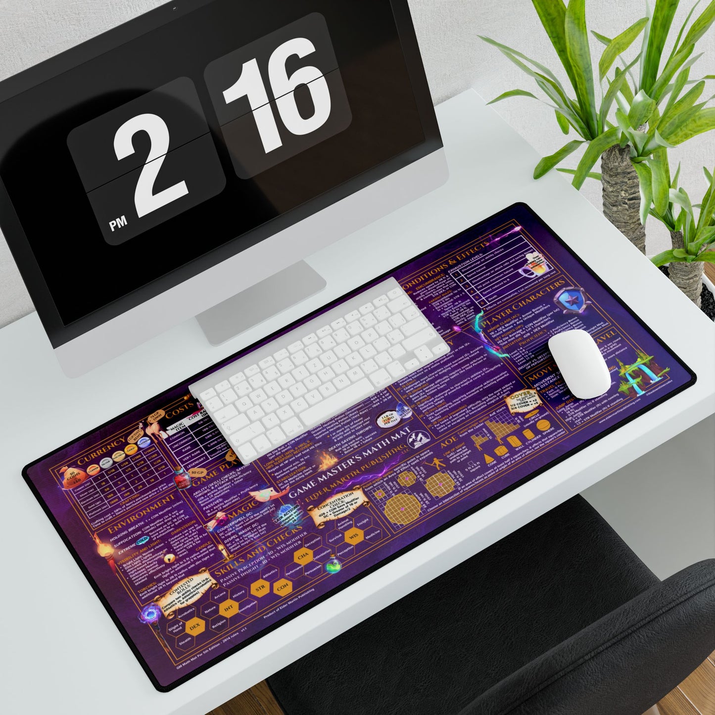 Game Master Deskmat for 5th Edition 2014 Mechanics, premium size, purple smoke background