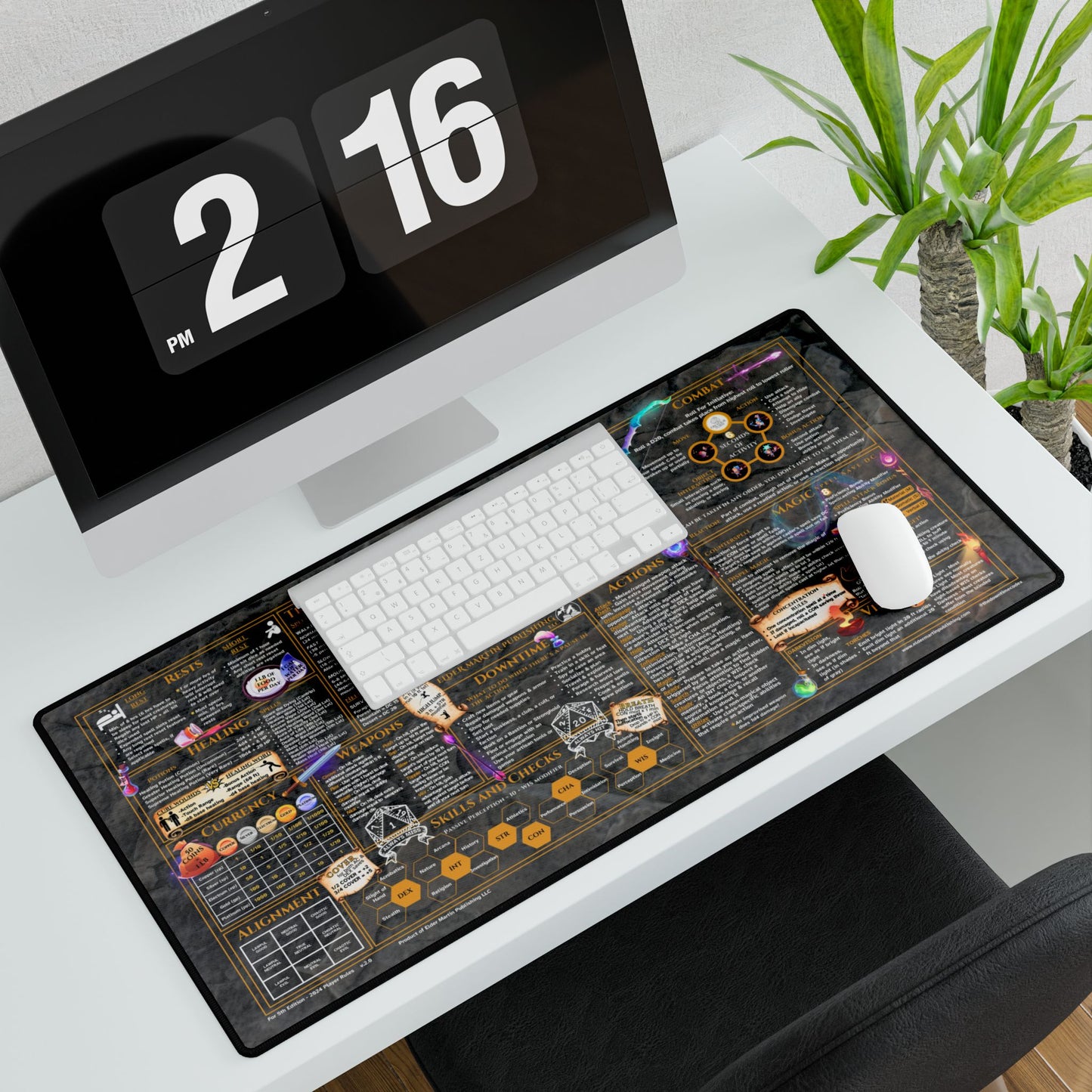 Player Rules Deskmat for 5th Edition 2024 Mechanics, premium size, Dungeon Deep