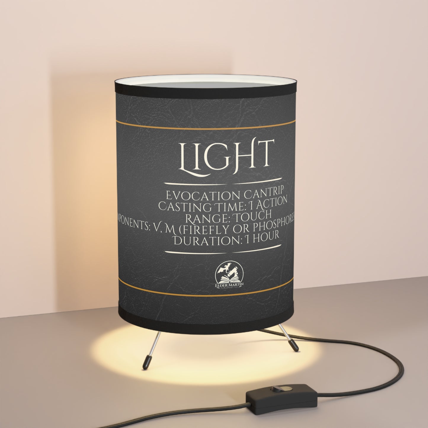 Light Spell Tripod Lamp with High-Res Printed Shade - Lurking Leather