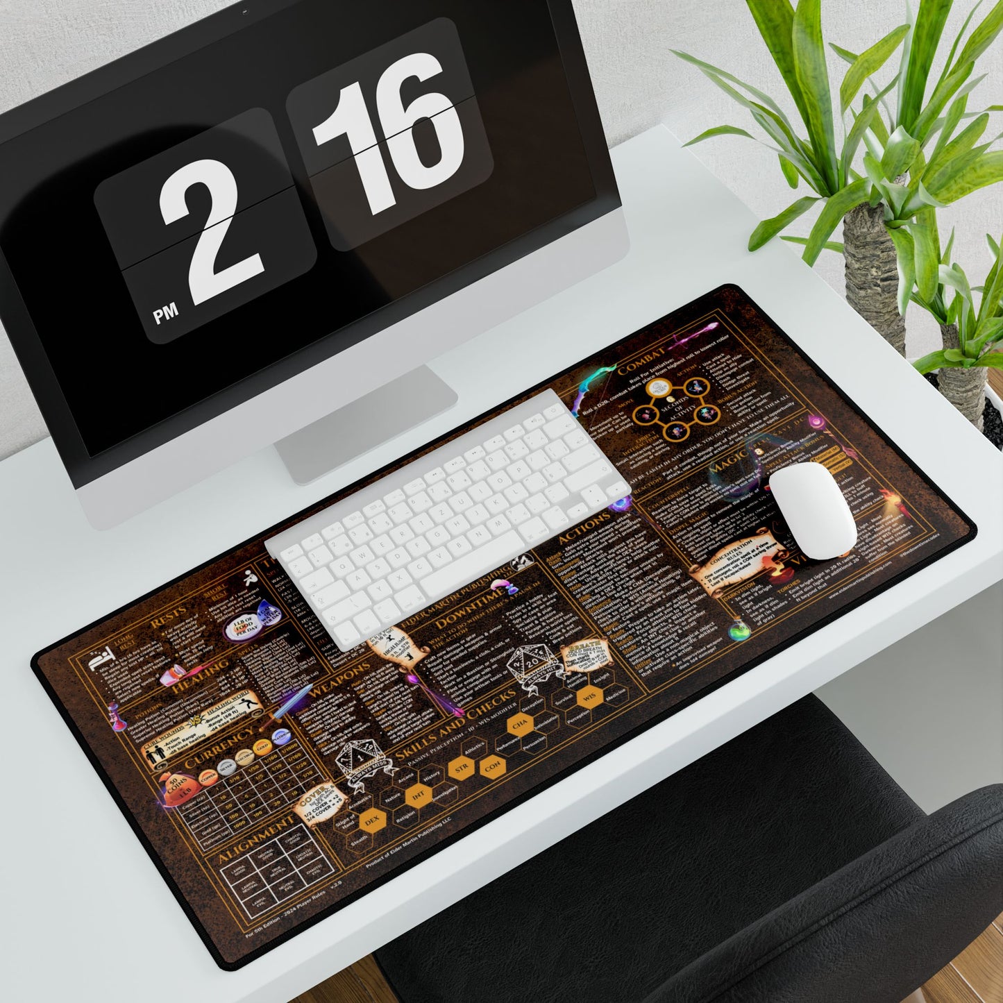 Player Rules Deskmat for 5th Edition 2024 Mechanics, premium size, Crafter's Copper
