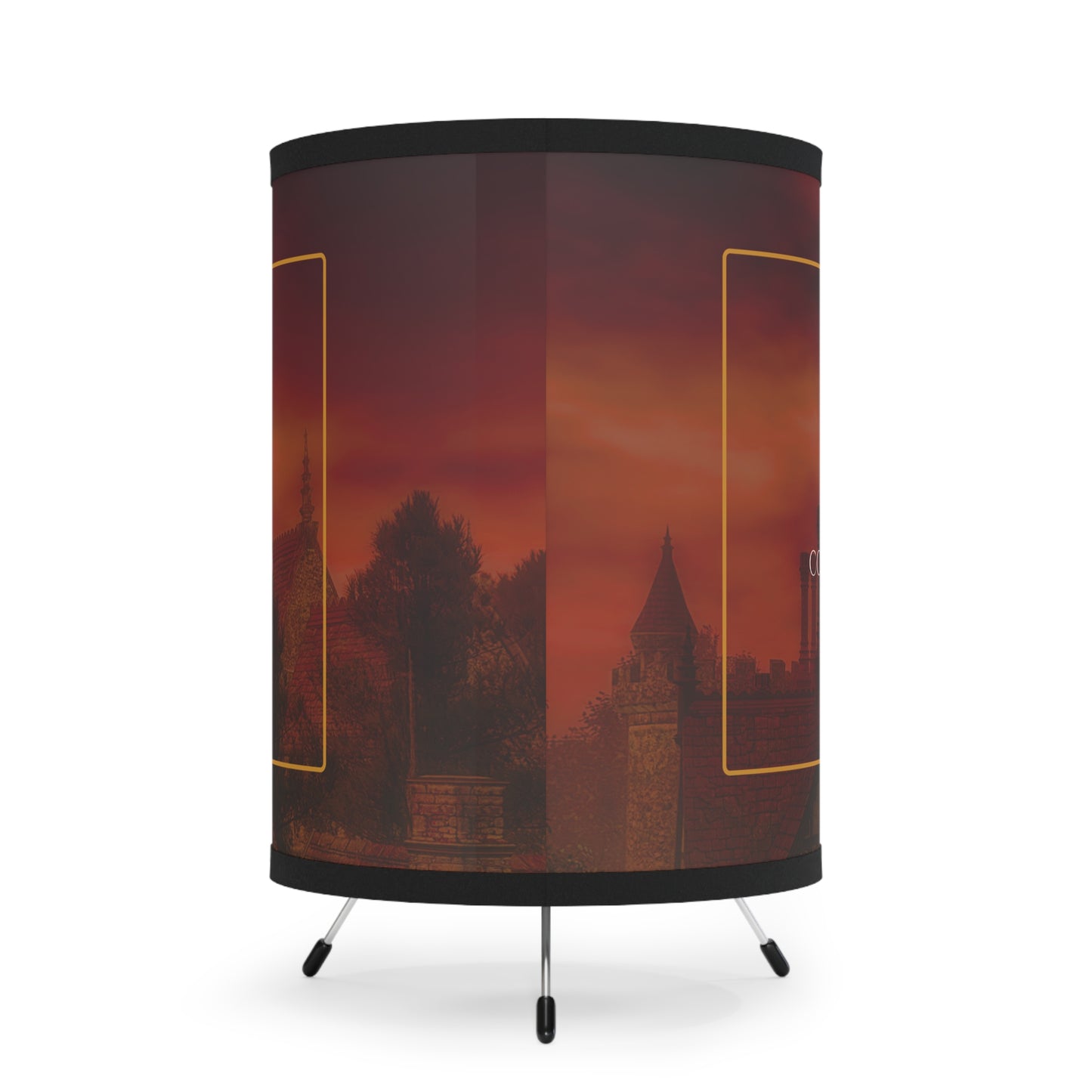 Light Spell Tripod Lamp with High-Res Printed Shade - Vampire Village