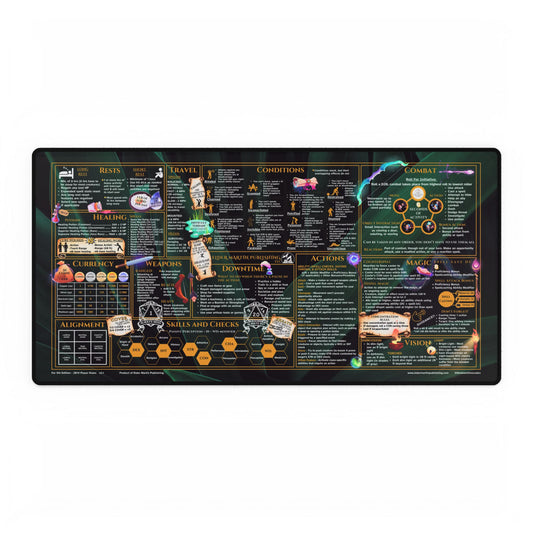 Player Rules Deskmat for 5th Edition 2014 Mechanics, premium size, Lush Leaves