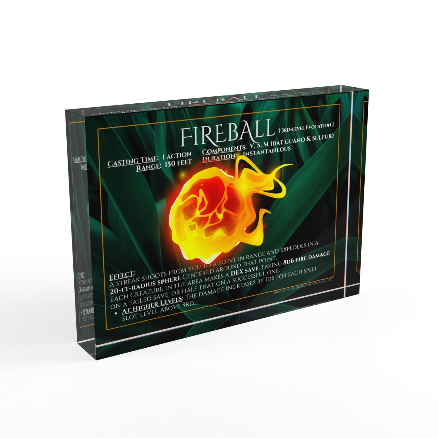 Acrylic Spell Block - FIREBALL - Lush Leaves
