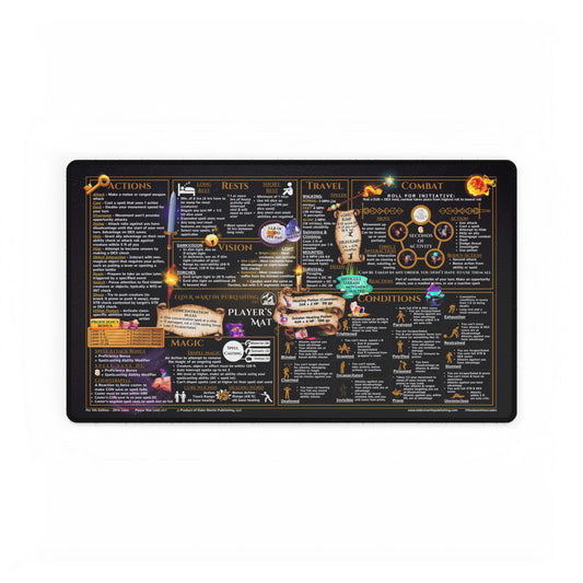 Player Rules Deskmat for 5th Edition 2014 Mechanics, standard size, Lurking Leather
